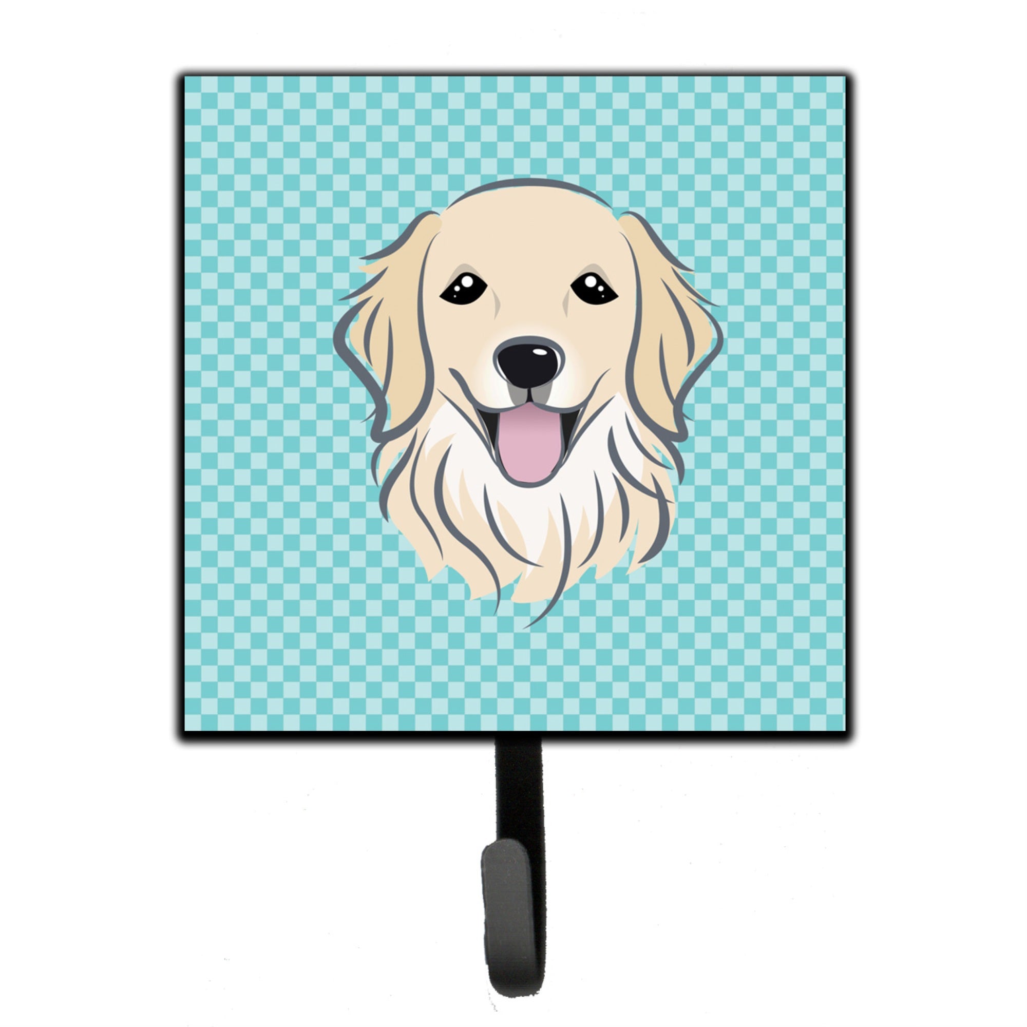 Caroline'S Treasures Bb1143Sh4 Checkerboard Blue Golden Retriever Leash Or Key Holder, Small, Multicolor