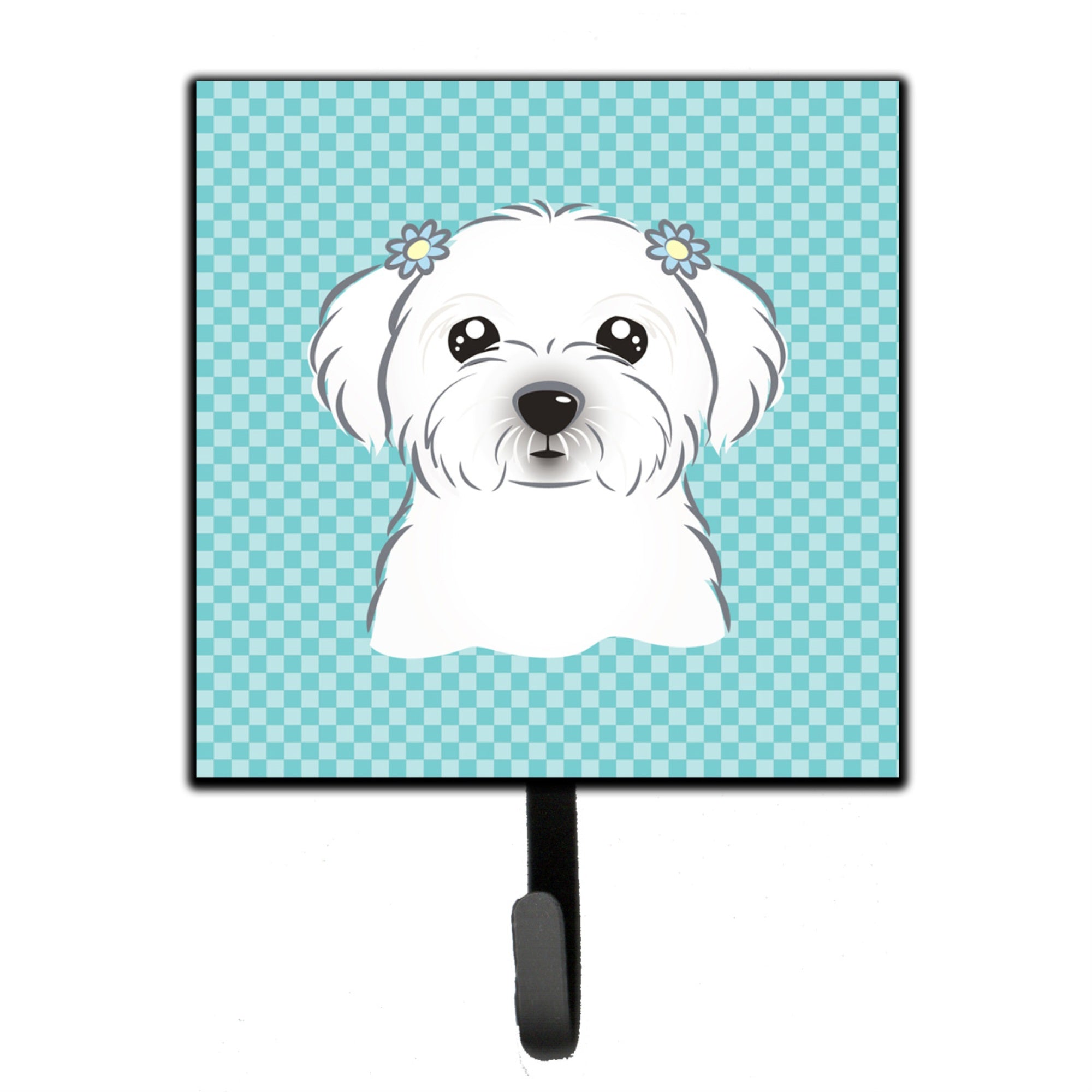 Caroline'S Treasures Bb1146Sh4 Checkerboard Blue Maltese Leash Or Key Holder, Small, Multicolor