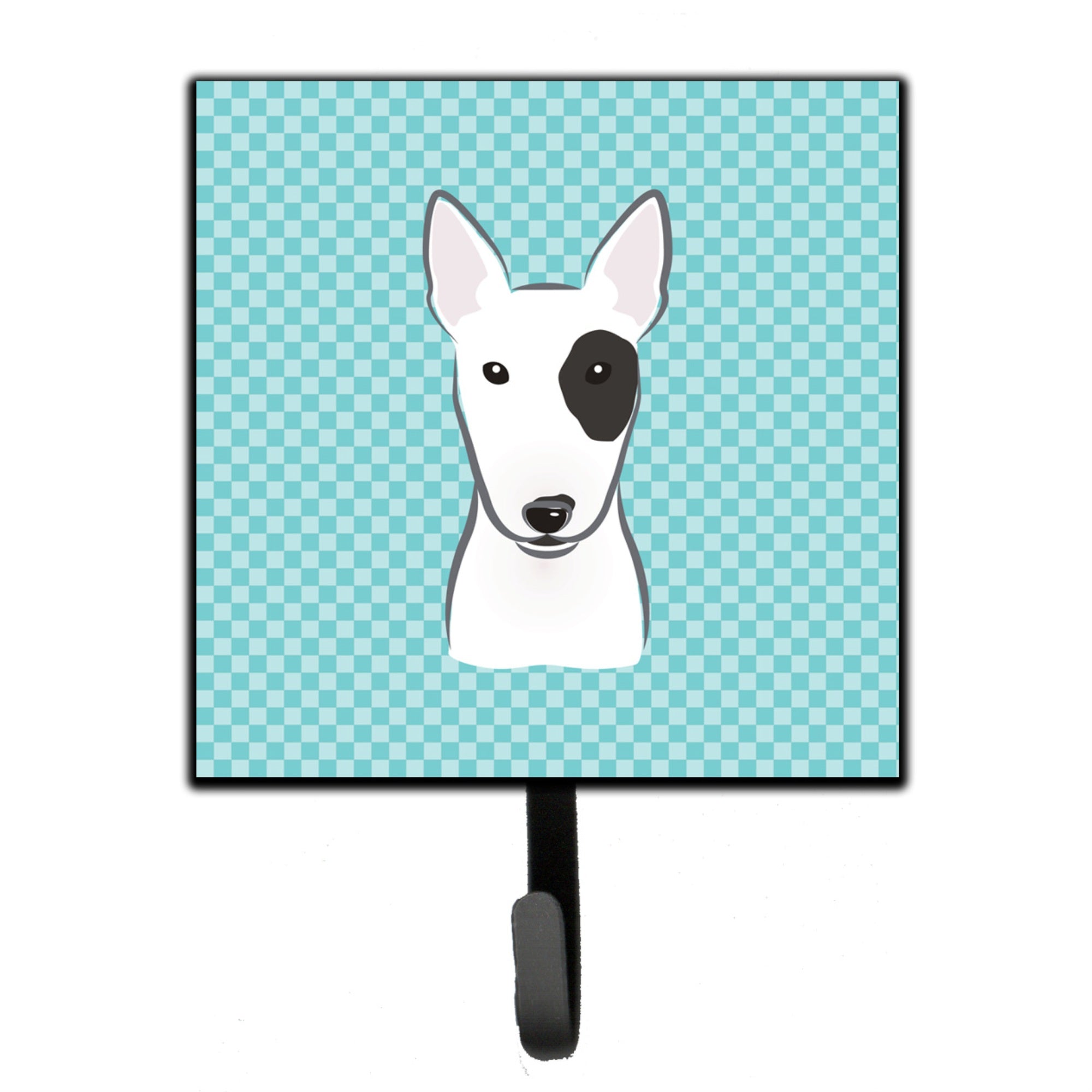 Caroline'S Treasures Bb1147Sh4 Checkerboard Blue Bull Terrier Leash Or Key Holder, Small, Multicolor