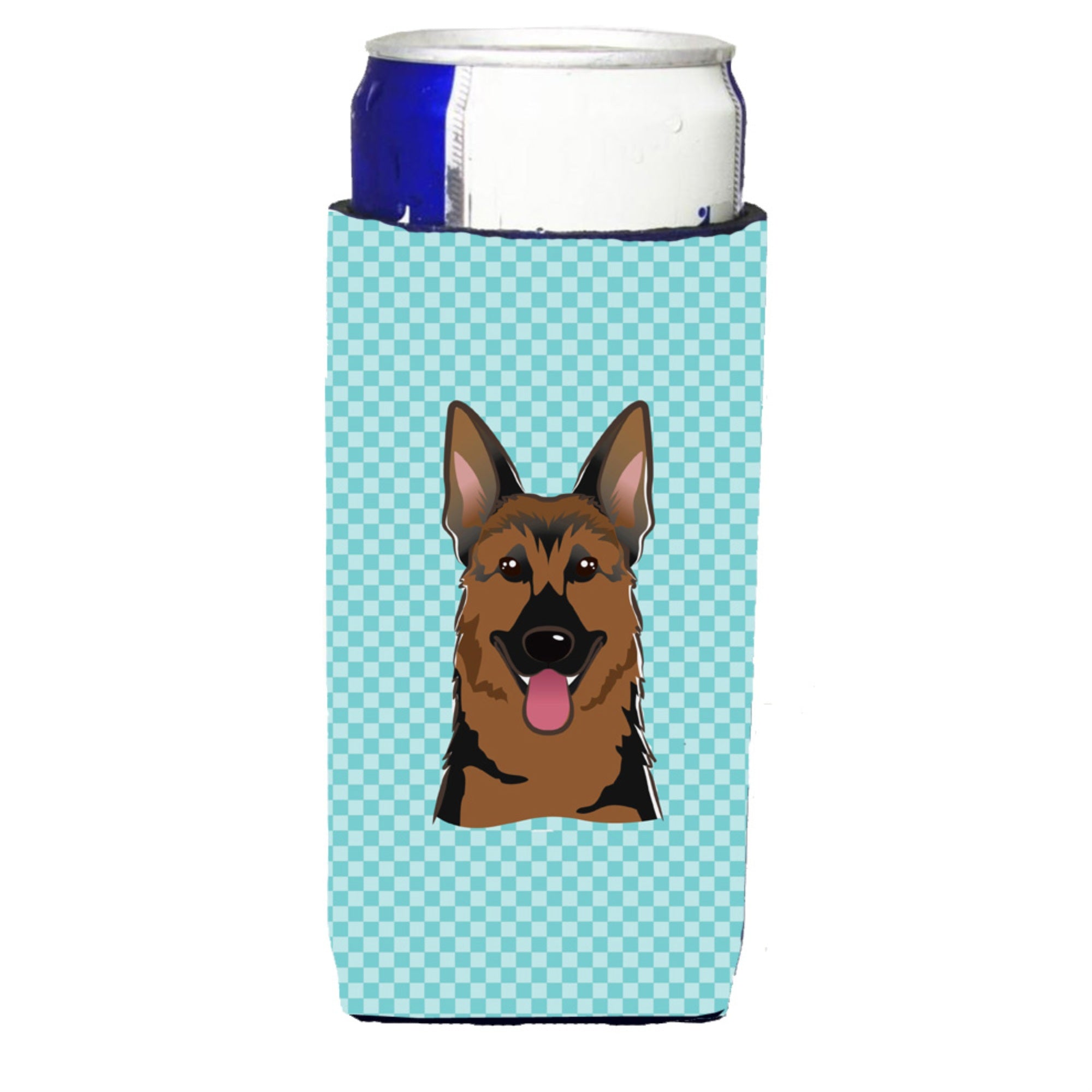 Checkerboard Blue German Shepherd Ultra Beverage Insulators For Slim Cans Bb1149Muk