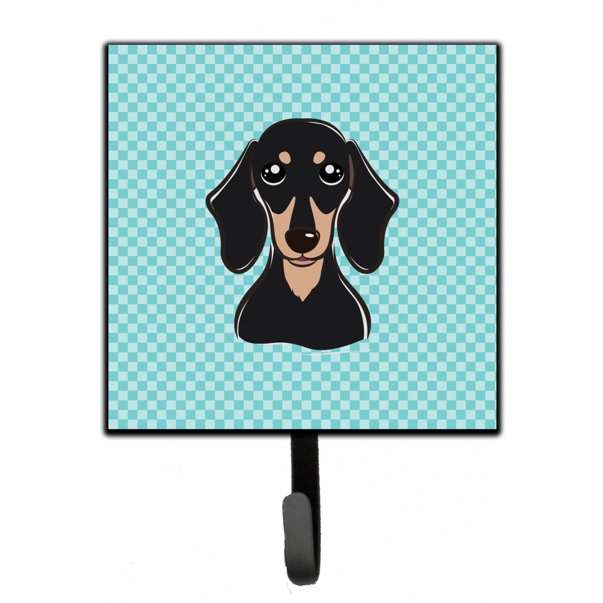 Caroline'S Treasures Bb1153Sh4 Checkerboard Blue Smooth Black And Tan Dachshund Leash Or Key Holder, Small, Multicolor