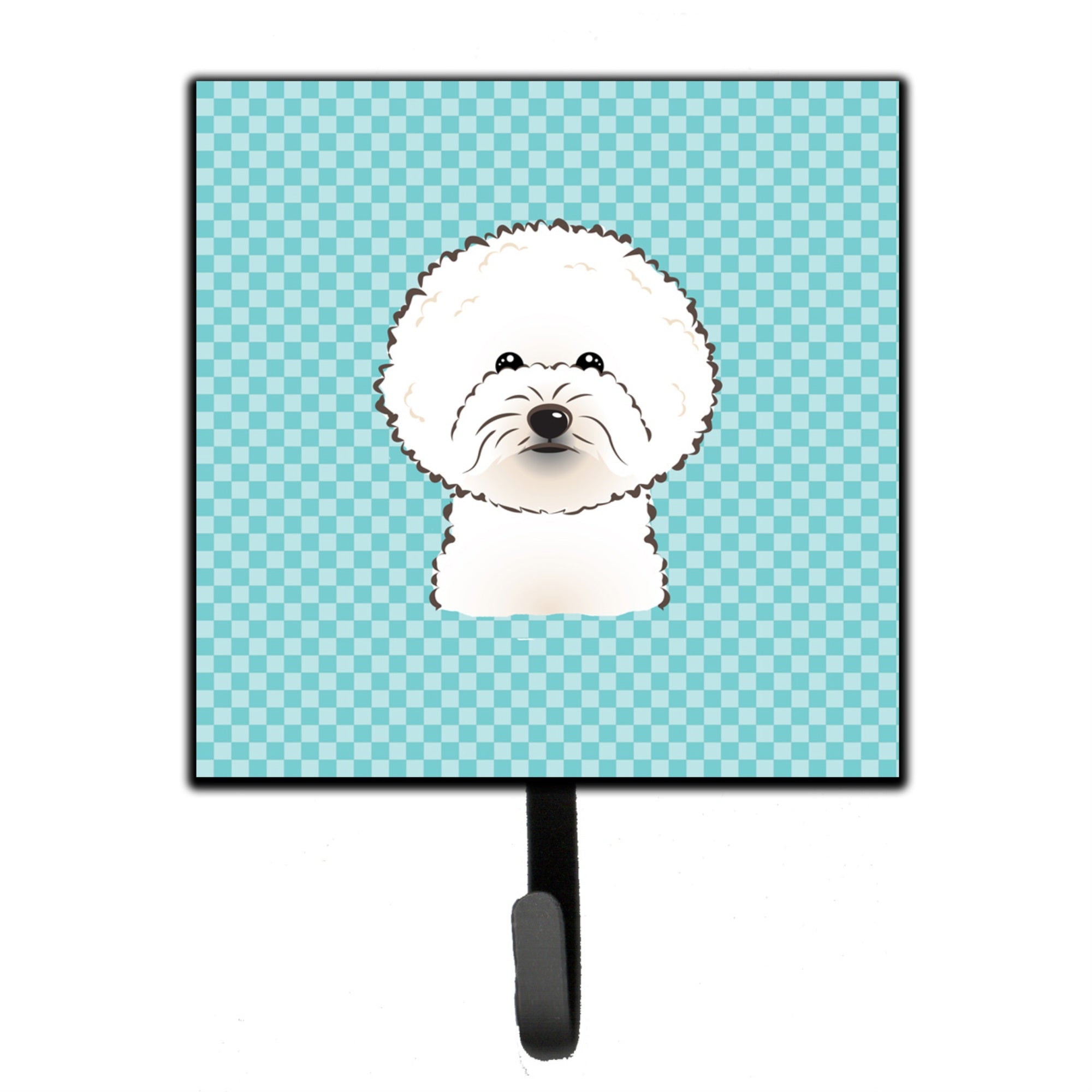 Caroline'S Treasures Bb1155Sh4 Checkerboard Blue Bichon Frise Leash Or Key Holder, Small, Multicolor
