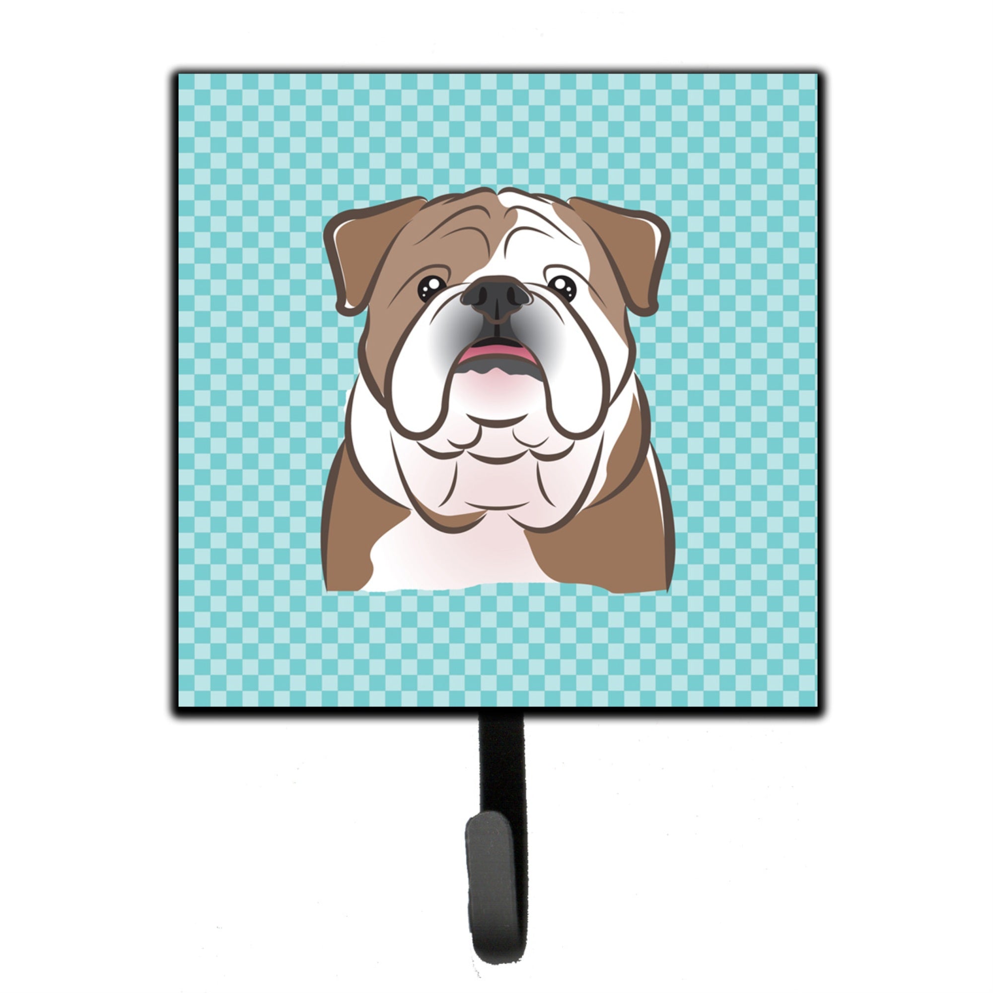 Caroline'S Treasures Bb1157Sh4 Checkerboard Blue English Bulldog Leash Or Key Holder, Small, Multicolor