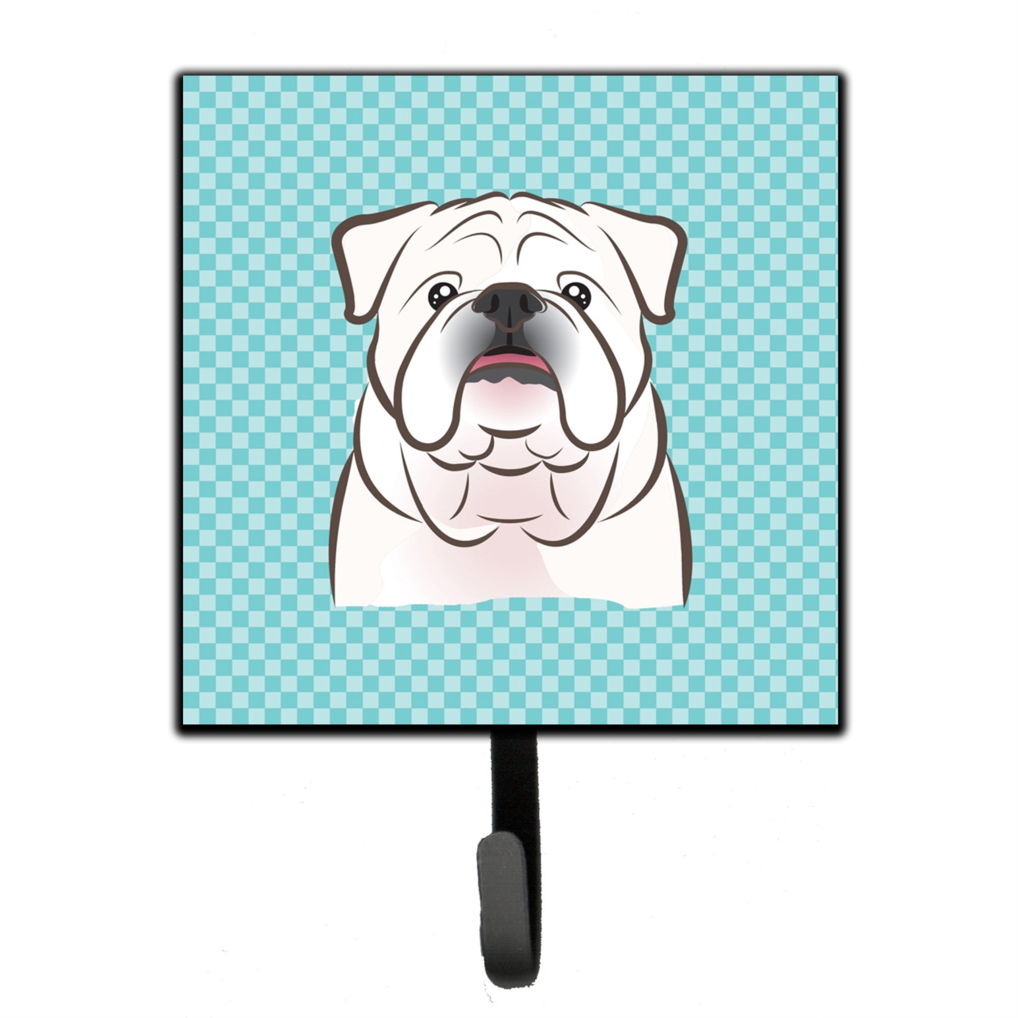 Caroline'S Treasures Bb1158Sh4 Checkerboard Blue White English Bulldog Leash Or Key Holder, Small, Multicolor