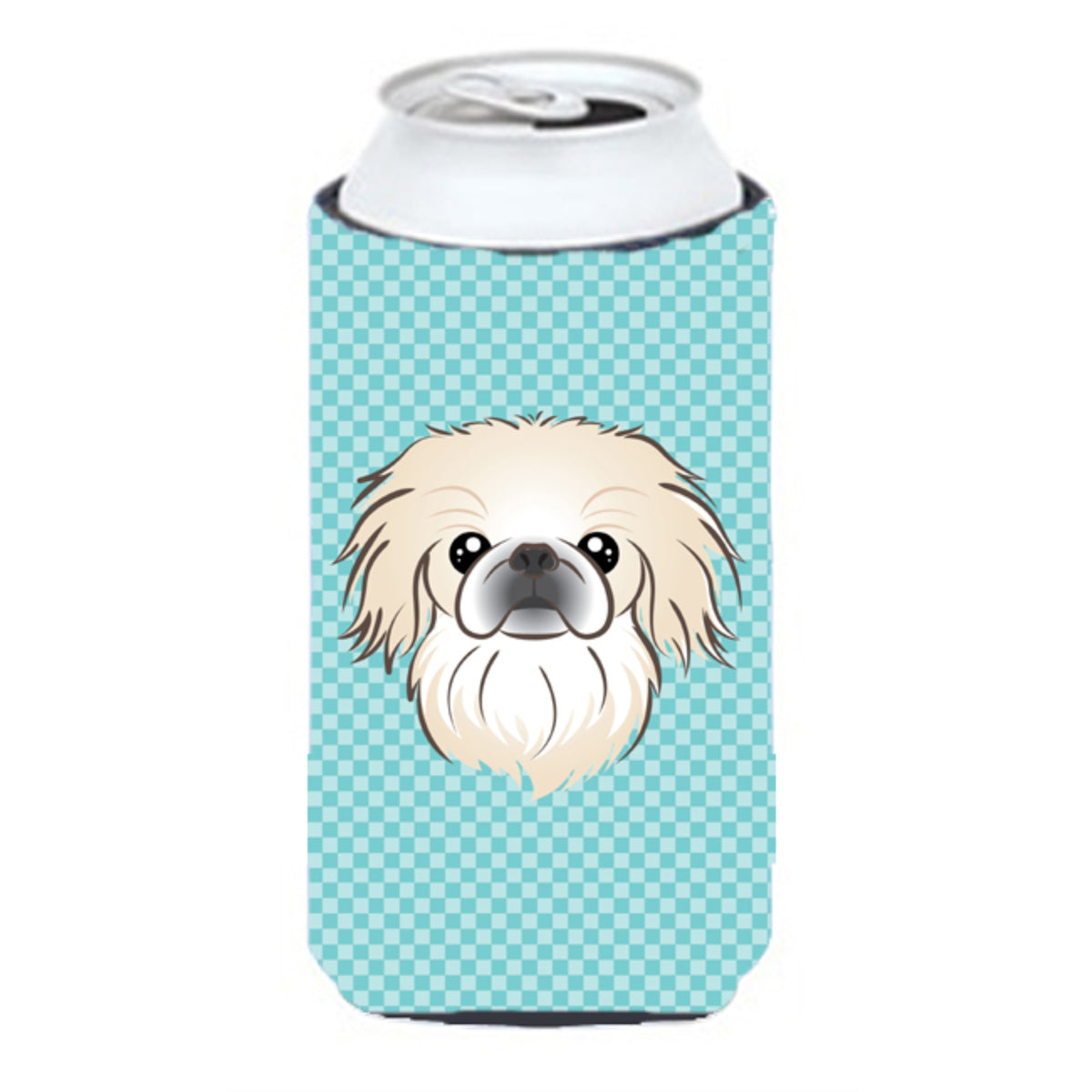 Checkerboard Blue Pekingese Tall Boy Beverage Insulator Hugger Bb1159Tbc