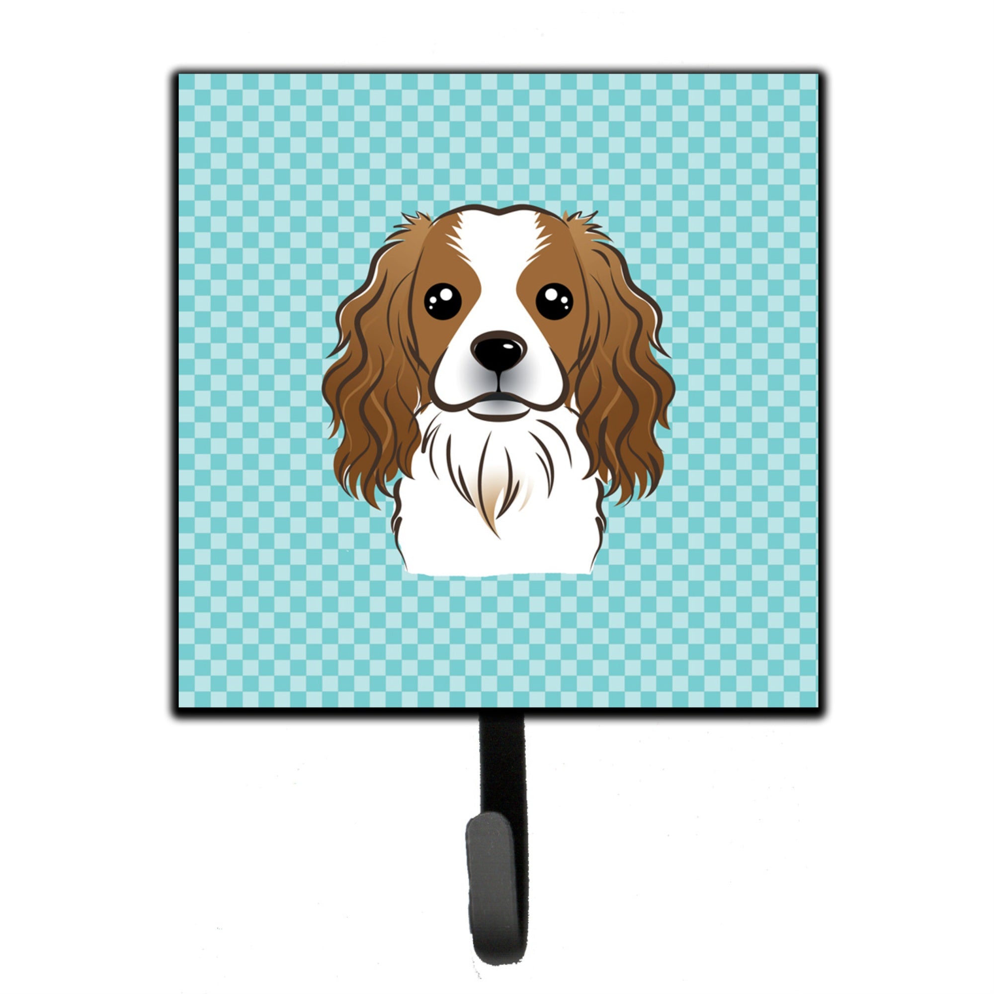 Caroline'S Treasures Bb1162Sh4 Checkerboard Blue Cavalier Spaniel Leash Or Key Holder, Small, Multicolor