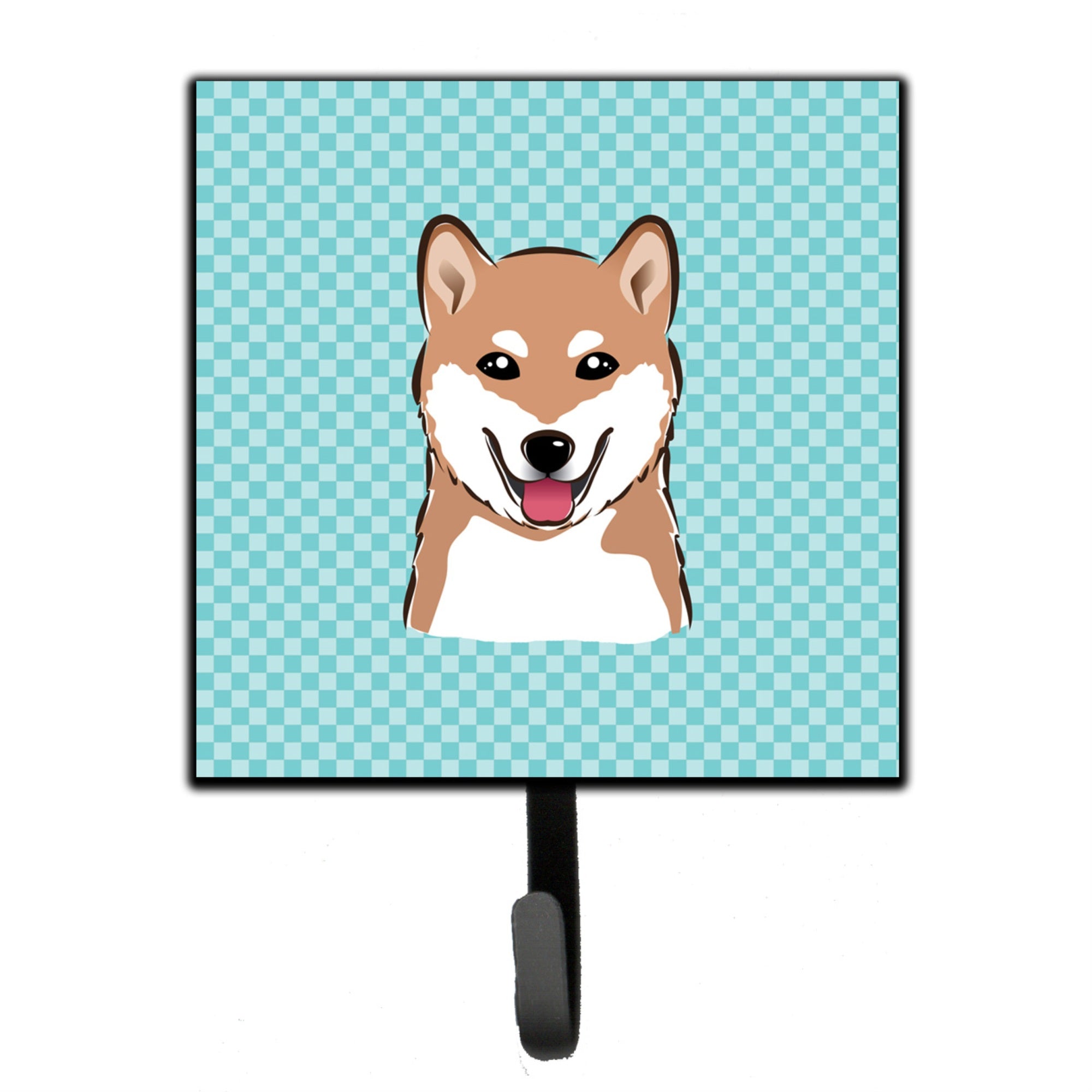 Caroline'S Treasures Bb1163Sh4 Checkerboard Blue Shiba Inu Leash Or Key Holder, Small, Multicolor