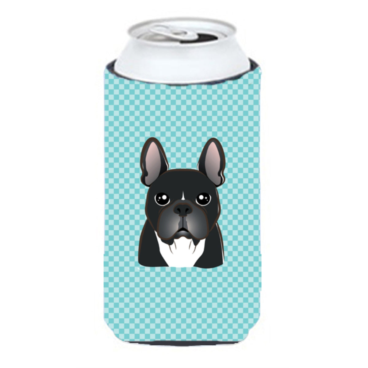 Checkerboard Blue French Bulldog Tall Boy Beverage Insulator Hugger Bb1165Tbc