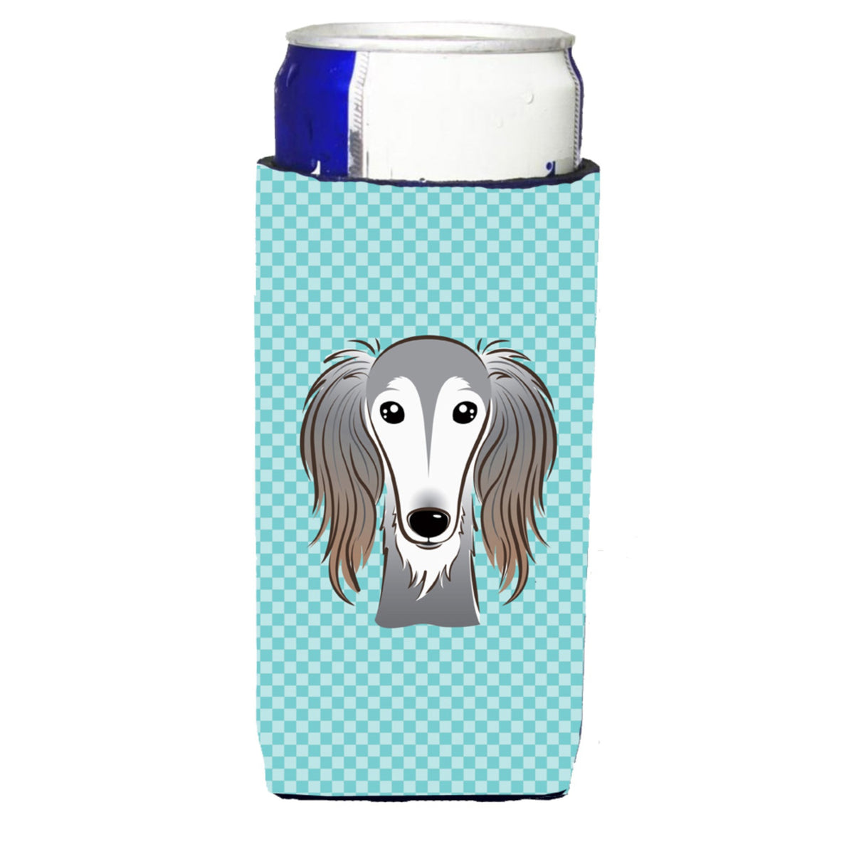 Checkerboard Blue Saluki Ultra Beverage Insulators For Slim Cans Bb1167Muk