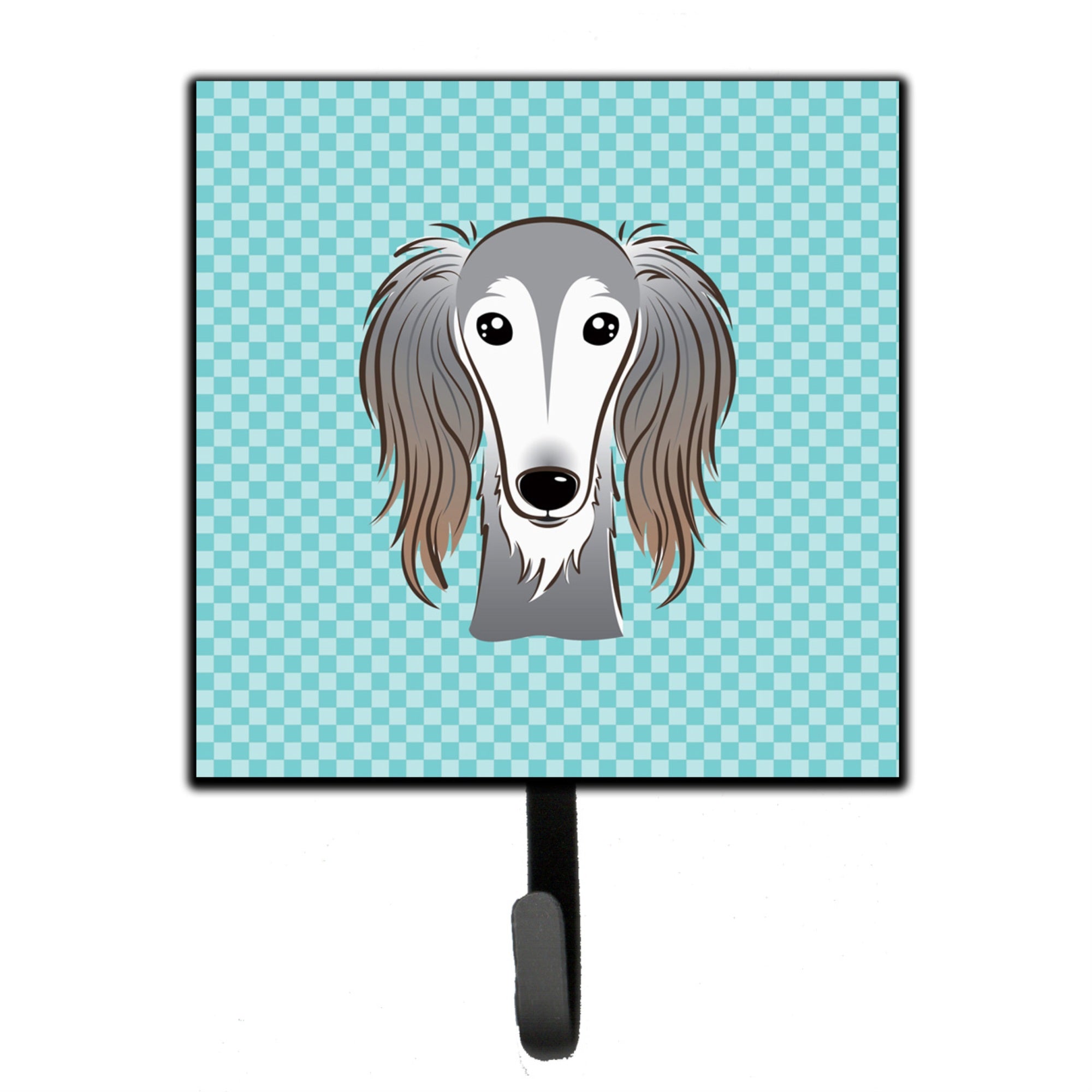 Caroline'S Treasures Bb1167Sh4 Checkerboard Blue Saluki Leash Or Key Holder, Small, Multicolor