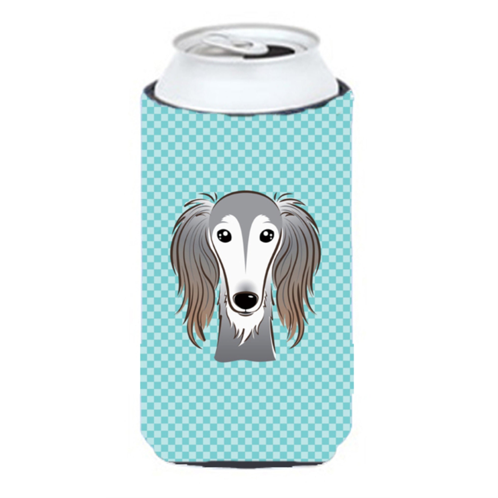 Checkerboard Blue Saluki Tall Boy Beverage Insulator Hugger Bb1167Tbc