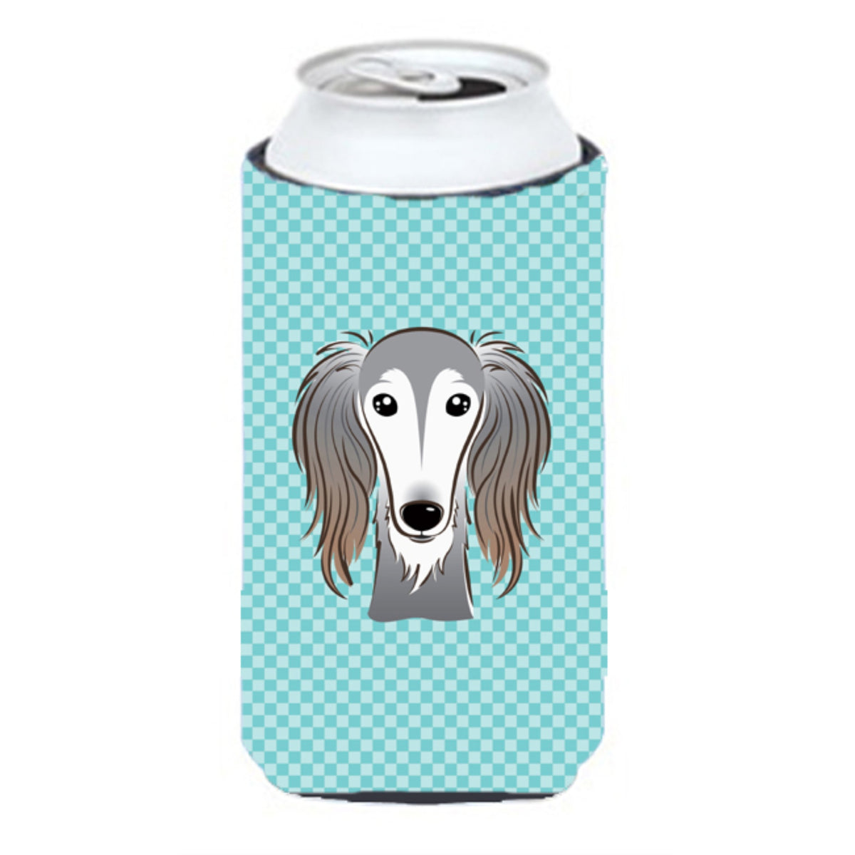 Checkerboard Blue Saluki Tall Boy Beverage Insulator Hugger Bb1167Tbc