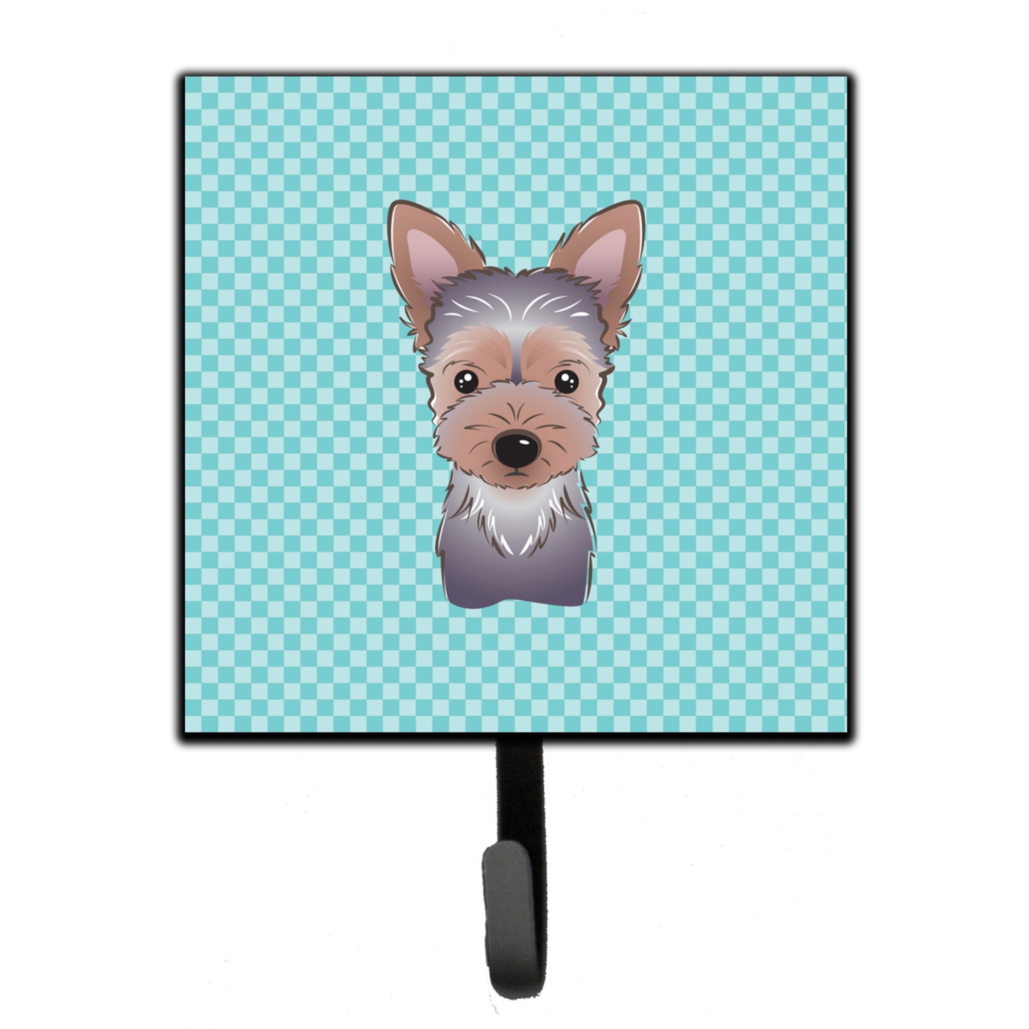 Caroline'S Treasures Bb1170Sh4 Checkerboard Blue Yorkie Puppy Leash Or Key Holder, Small, Multicolor