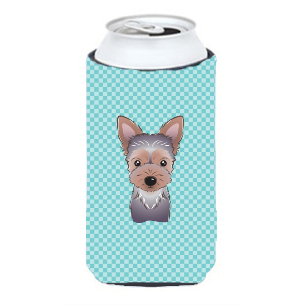 Checkerboard Blue Yorkie Puppy Tall Boy Beverage Insulator Hugger Bb1170Tbc