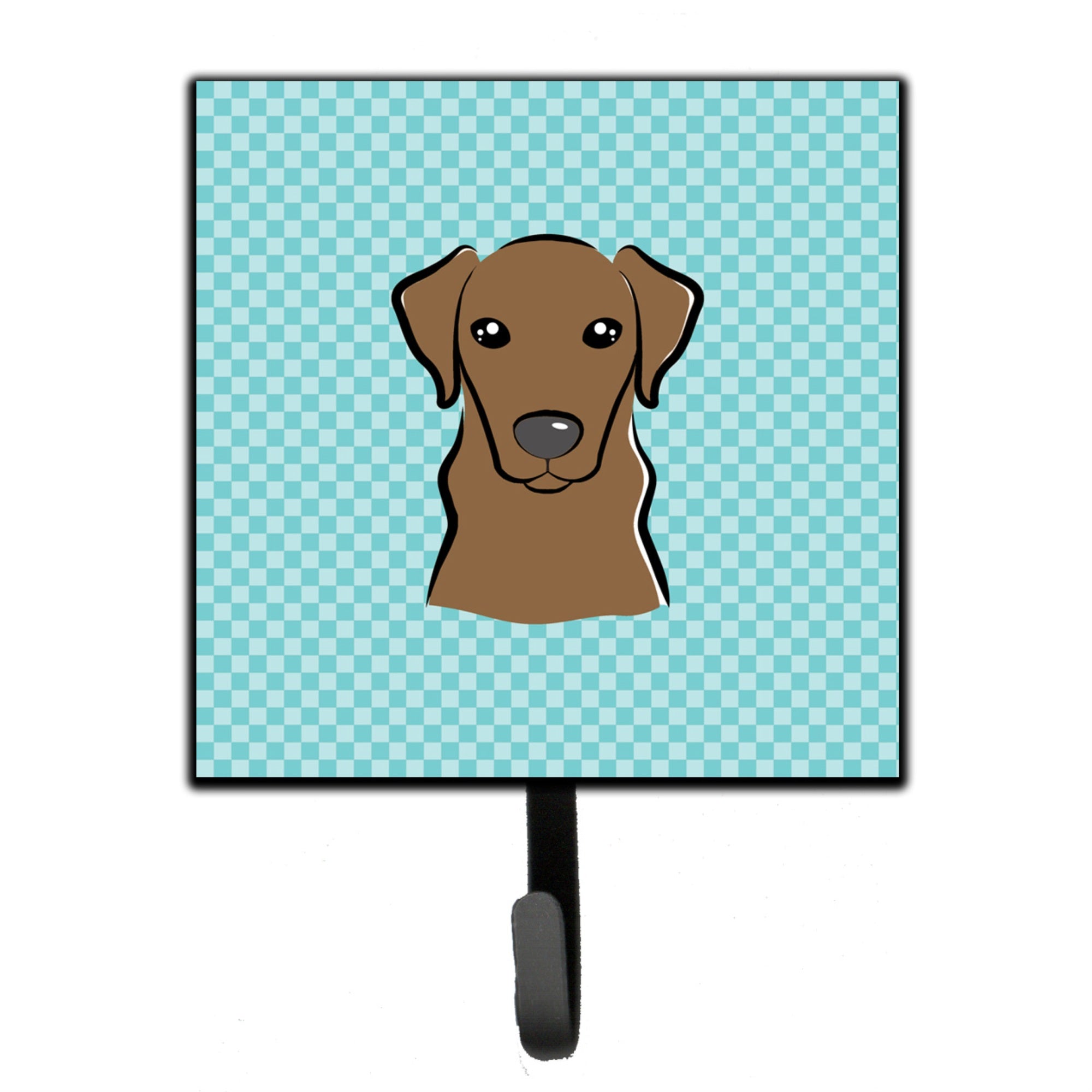 Caroline'S Treasures Bb1172Sh4 Checkerboard Blue Chocolate Labrador Leash Or Key Holder, Small, Multicolor