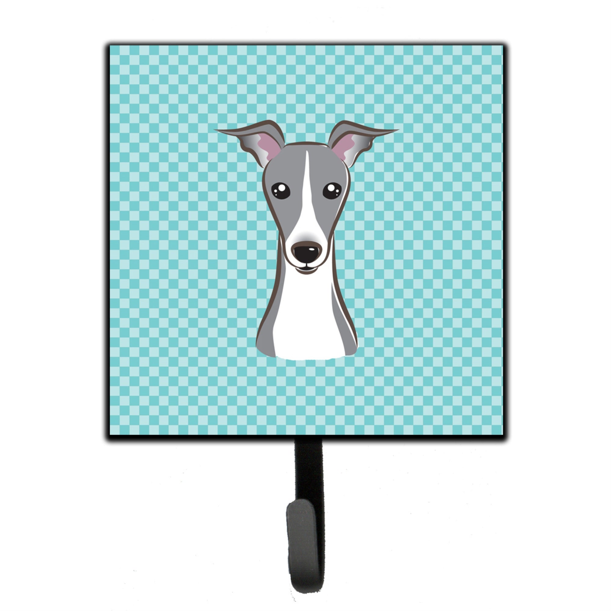 Caroline'S Treasures Bb1174Sh4 Checkerboard Blue Italian Greyhound Leash Or Key Holder, Small, Multicolor