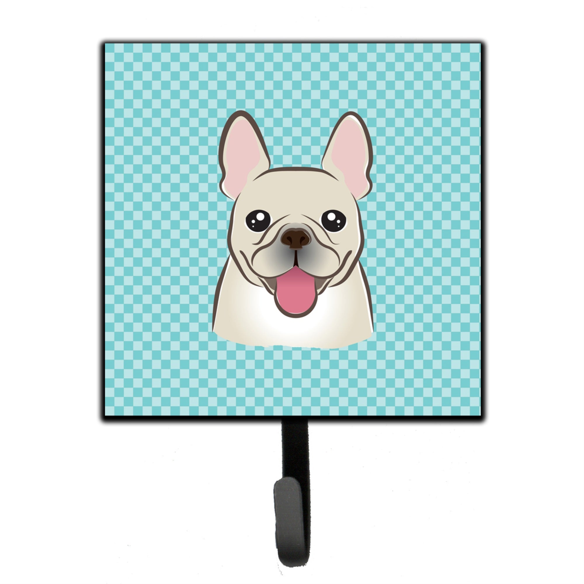 Caroline'S Treasures Bb1176Sh4 Checkerboard Blue French Bulldog Leash Or Key Holder, Small, Multicolor
