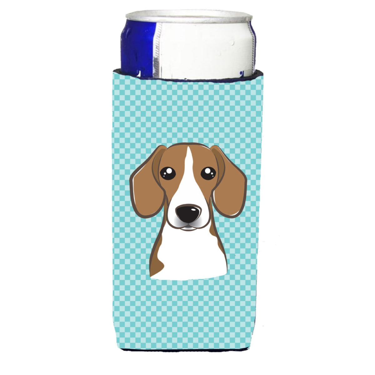 Checkerboard Blue Beagle Ultra Beverage Insulators For Slim Cans Bb1177Muk