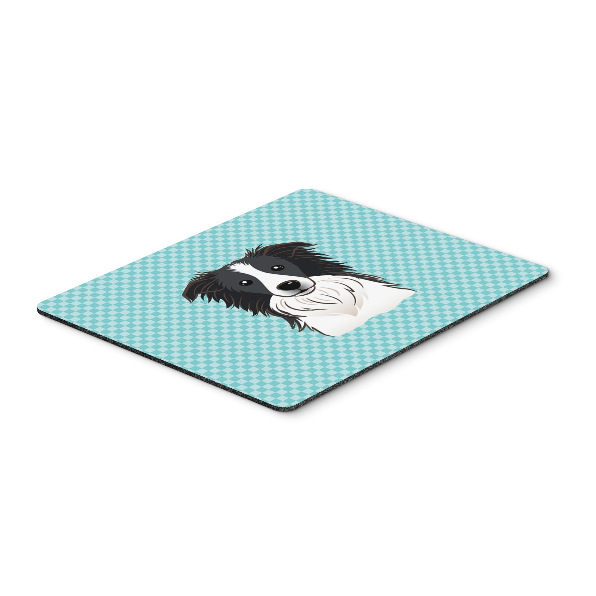 Caroline'S Treasures Checkerboard Blue Border Collie Mouse Pad/Hot Pad/Trivet (Bb1179Mp)