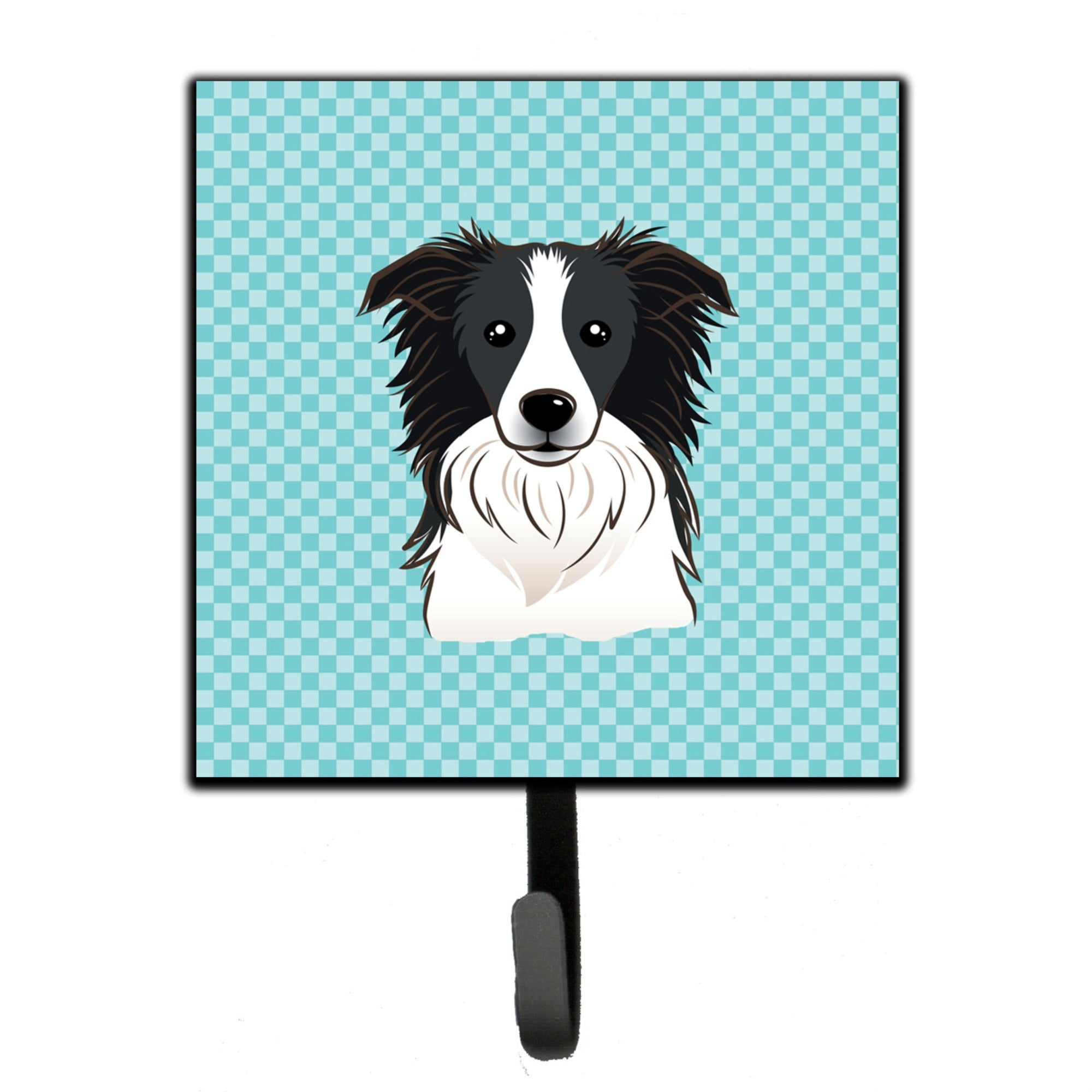 Caroline'S Treasures Bb1179Sh4 Checkerboard Blue Border Collie Leash Or Key Holder, Small, Multicolor