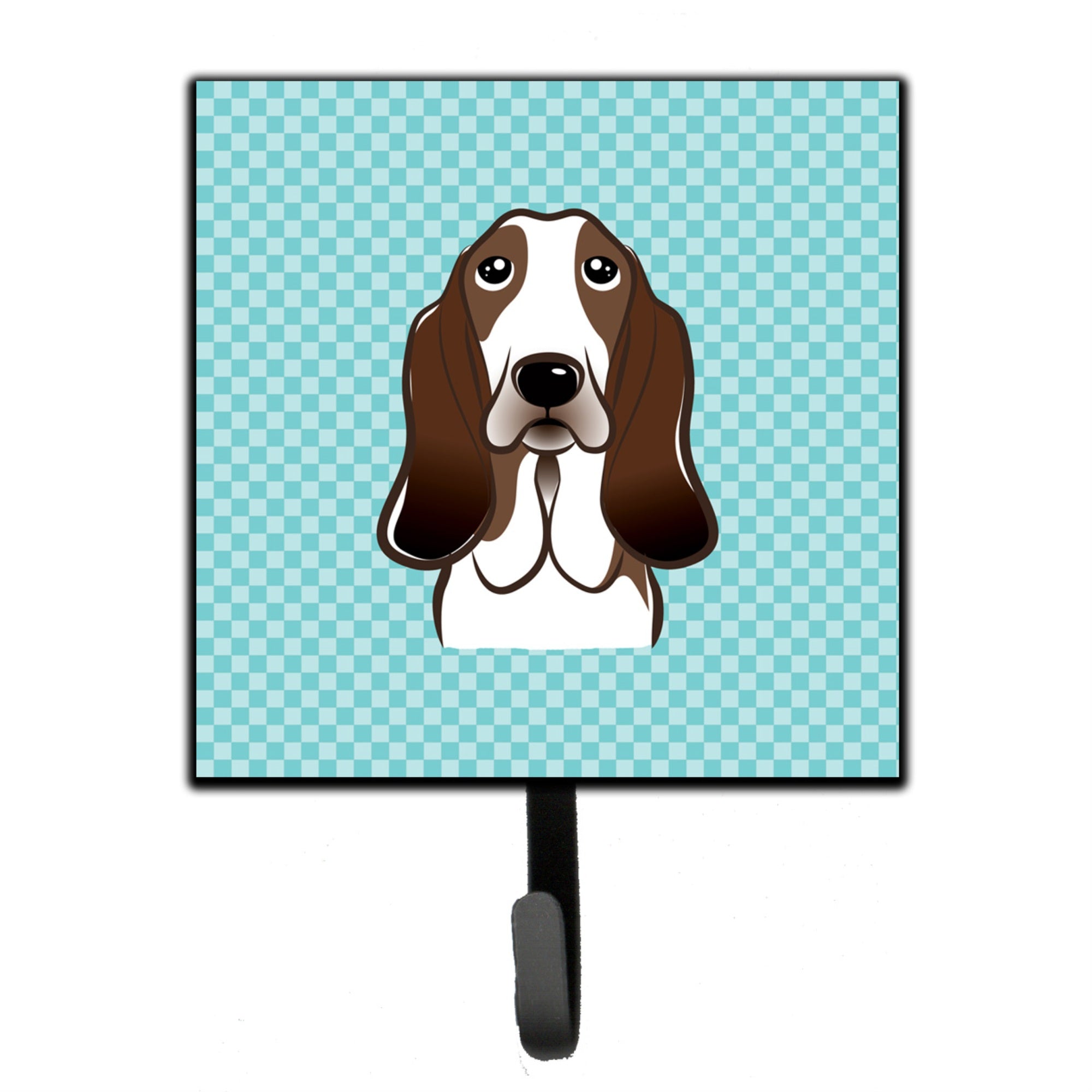 Caroline'S Treasures Bb1181Sh4 Checkerboard Blue Basset Hound Leash Or Key Holder, Small, Multicolor