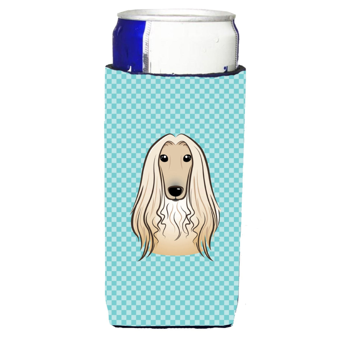 Checkerboard Blue Afghan Hound Ultra Beverage Insulators For Slim Cans Bb1182Muk