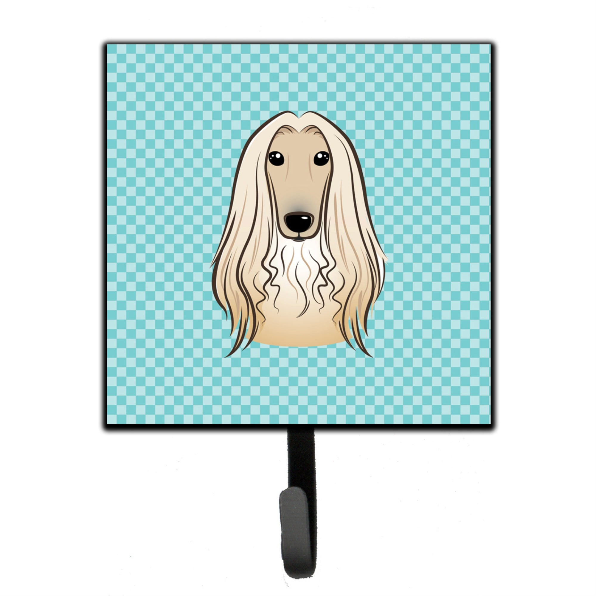 Caroline'S Treasures Bb1182Sh4 Checkerboard Blue Afghan Hound Leash Or Key Holder, Small, Multicolor