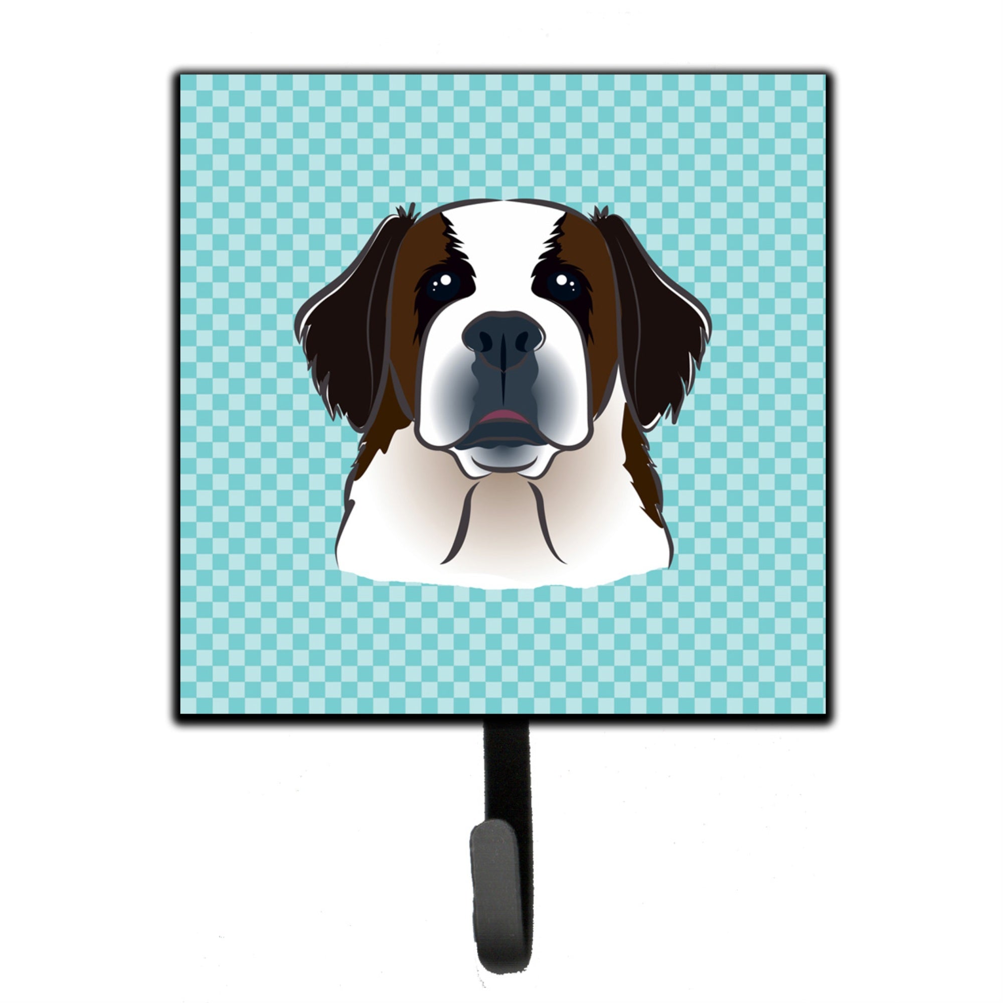 Caroline'S Treasures Bb1184Sh4 Checkerboard Blue Saint Bernard Leash Or Key Holder, Small, Multicolor