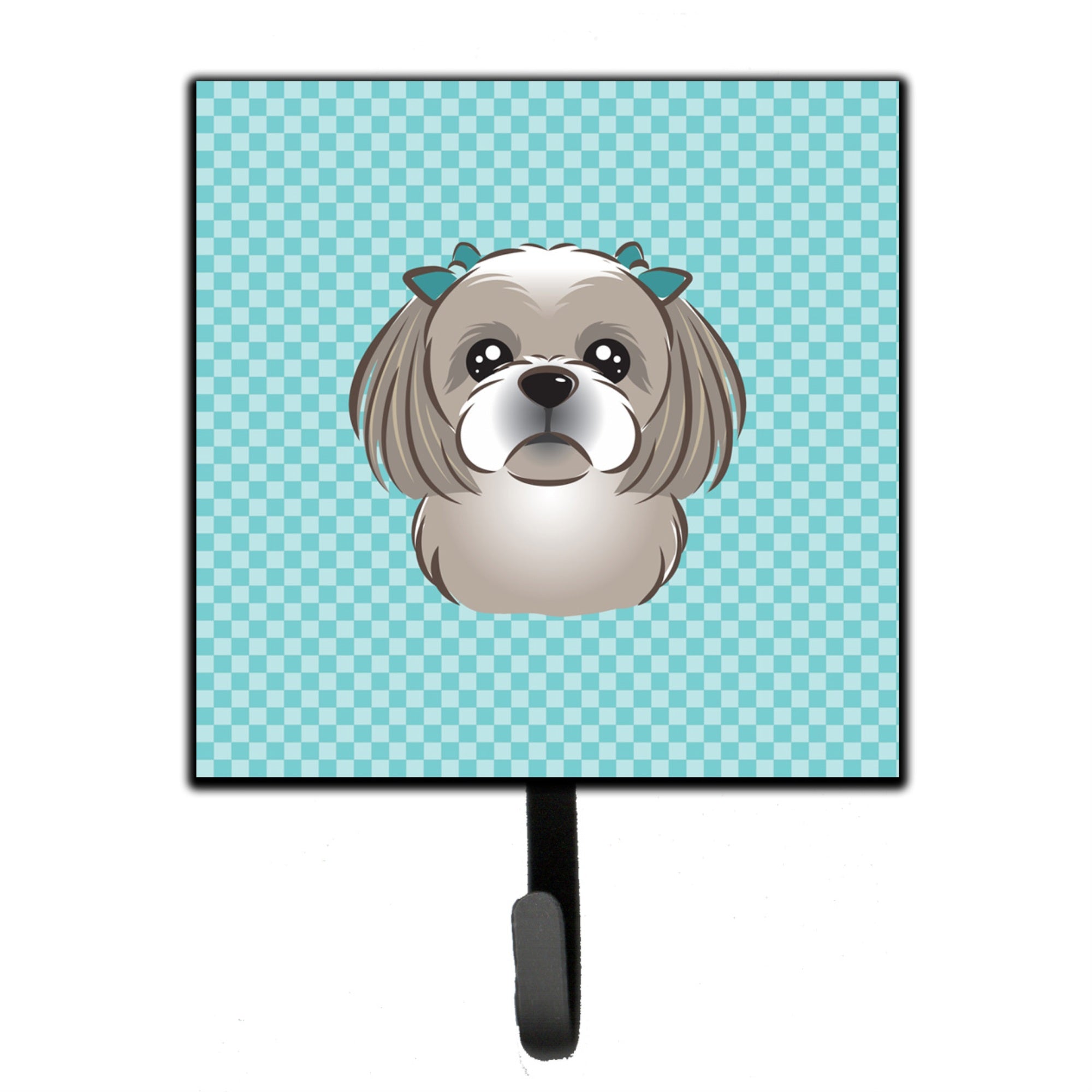 Caroline'S Treasures Bb1188Sh4 Checkerboard Blue Gray Silver Shih Tzu Leash Or Key Holder, Small, Multicolor