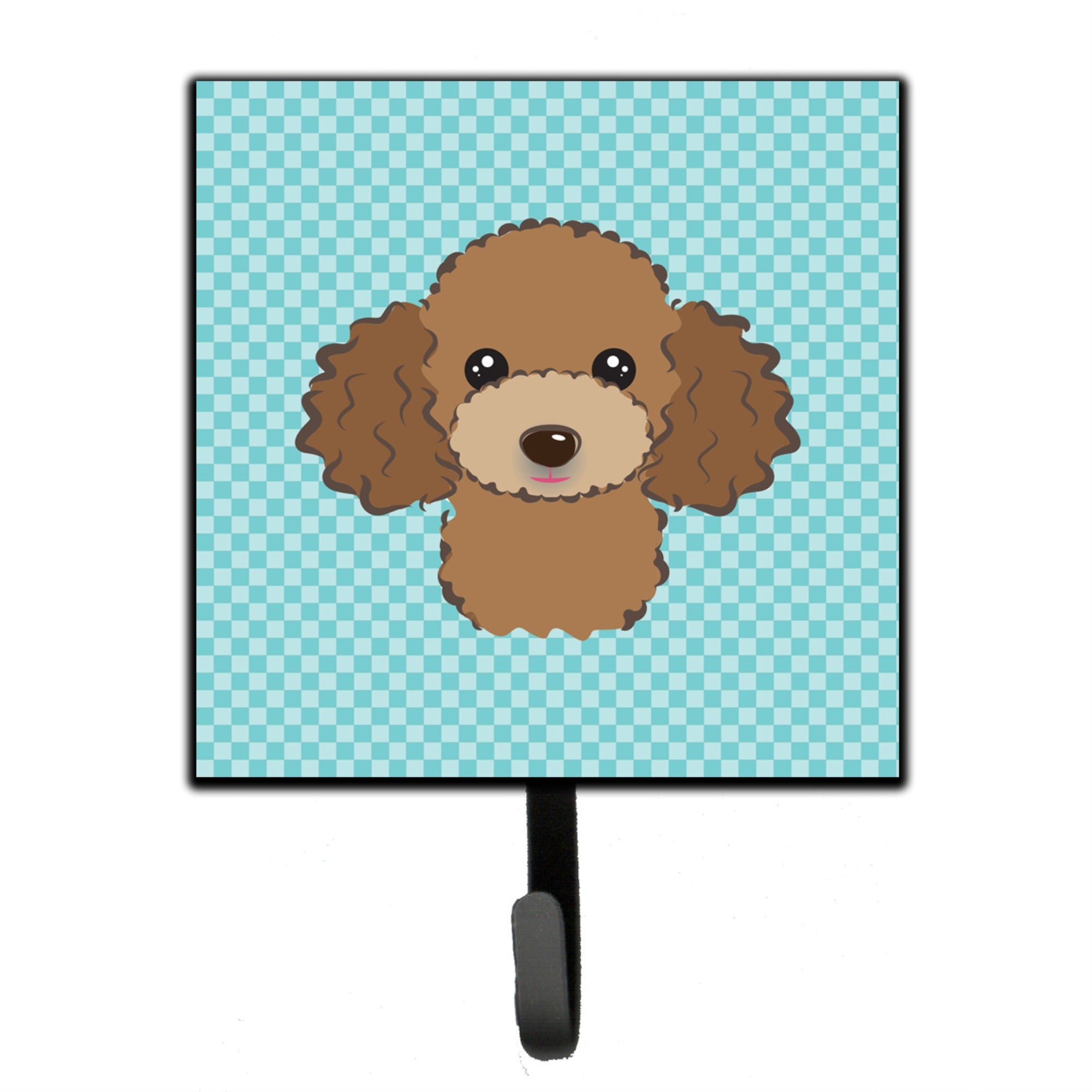 Caroline'S Treasures Bb1194Sh4 Checkerboard Blue Chocolate Brown Poodle Leash Or Key Holder, Small, Multicolor