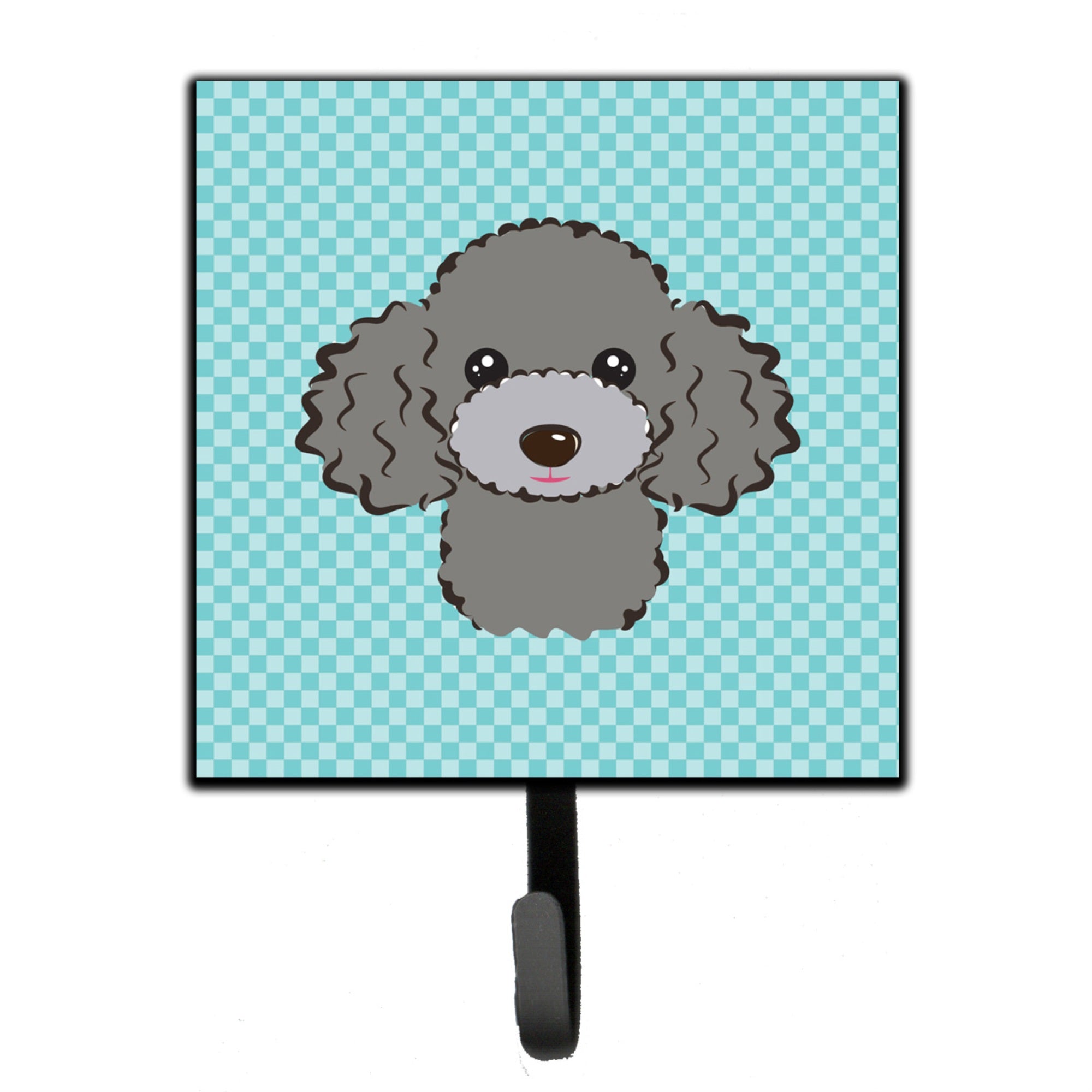 Caroline'S Treasures Bb1197Sh4 Checkerboard Blue Silver Gray Poodle Leash Or Key Holder, Small, Multicolor