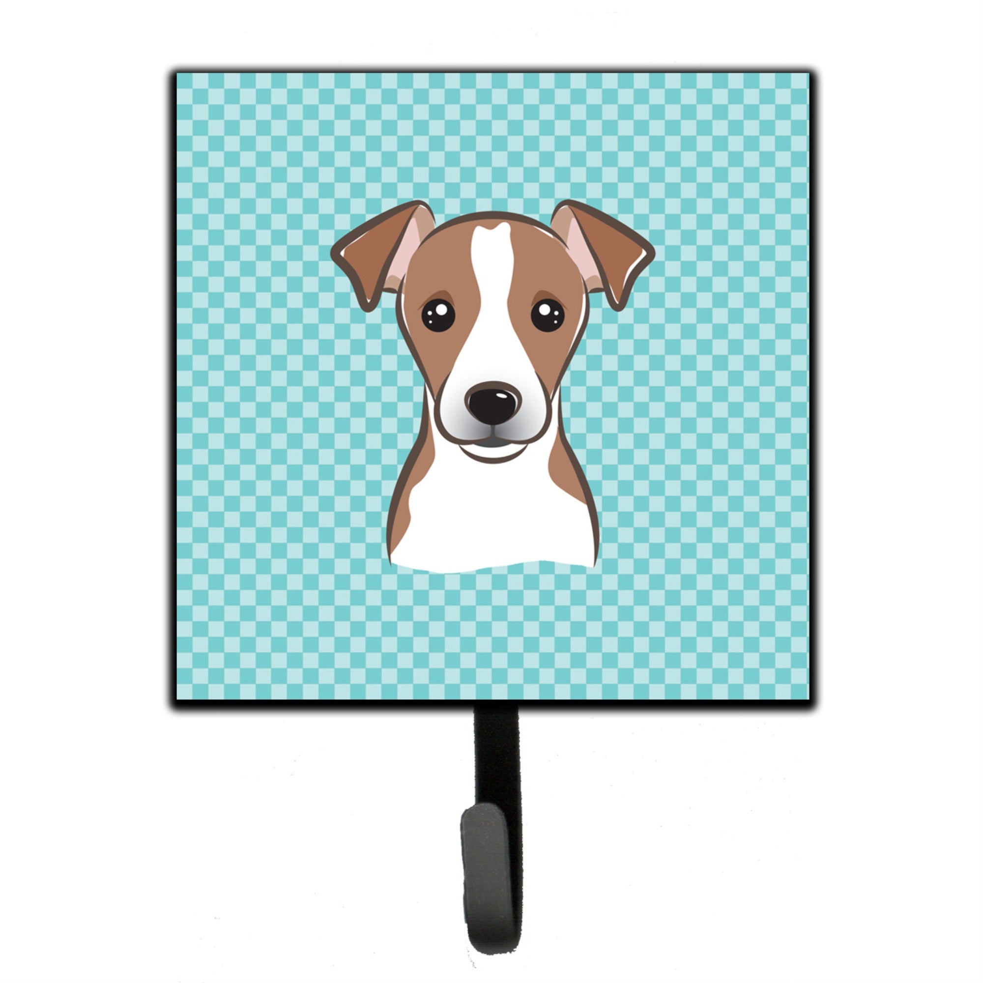 Caroline'S Treasures Bb1198Sh4 Checkerboard Blue Jack Russell Terrier Leash Or Key Holder, Small, Multicolor