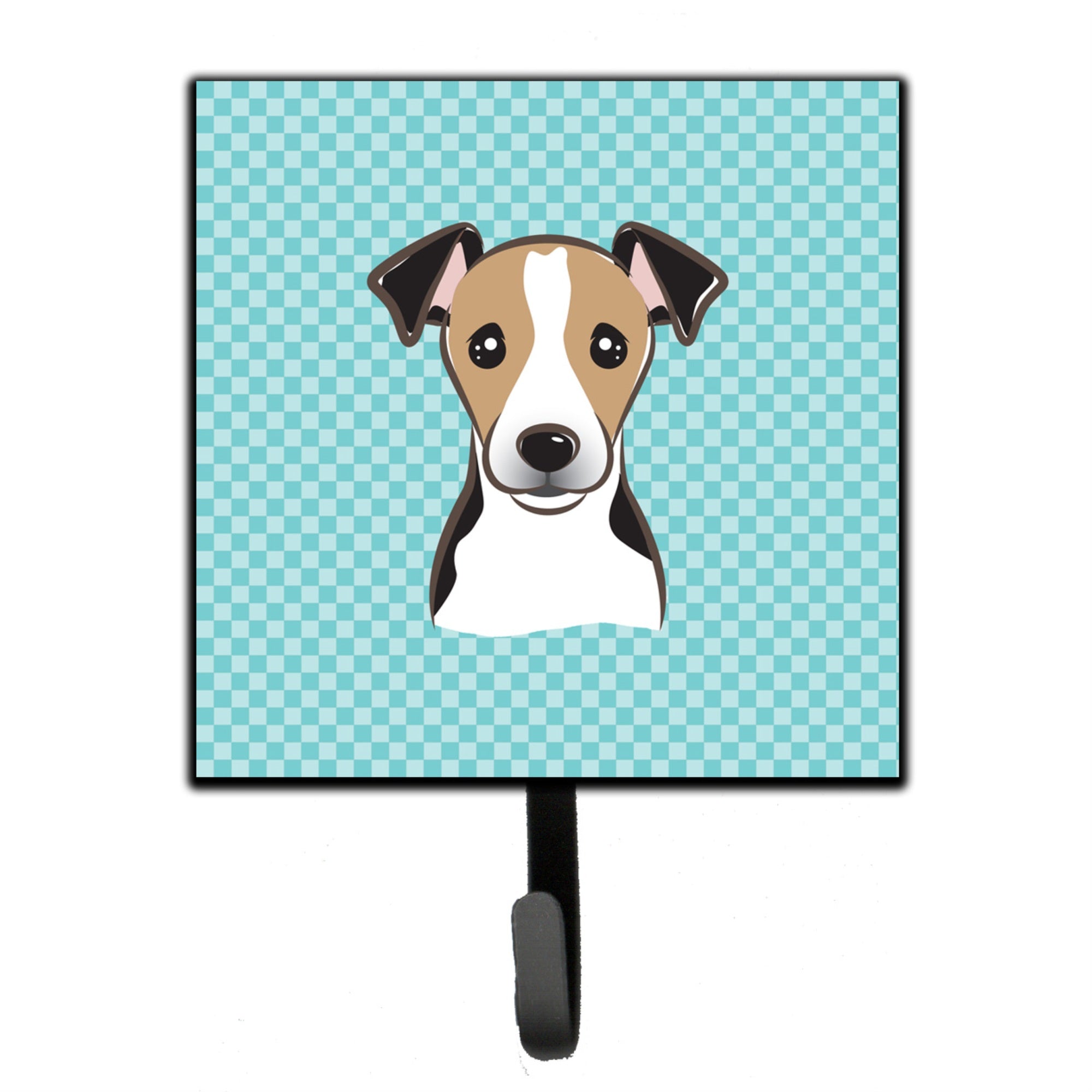 Caroline'S Treasures Bb1199Sh4 Checkerboard Blue Jack Russell Terrier Leash Or Key Holder, Small, Multicolor