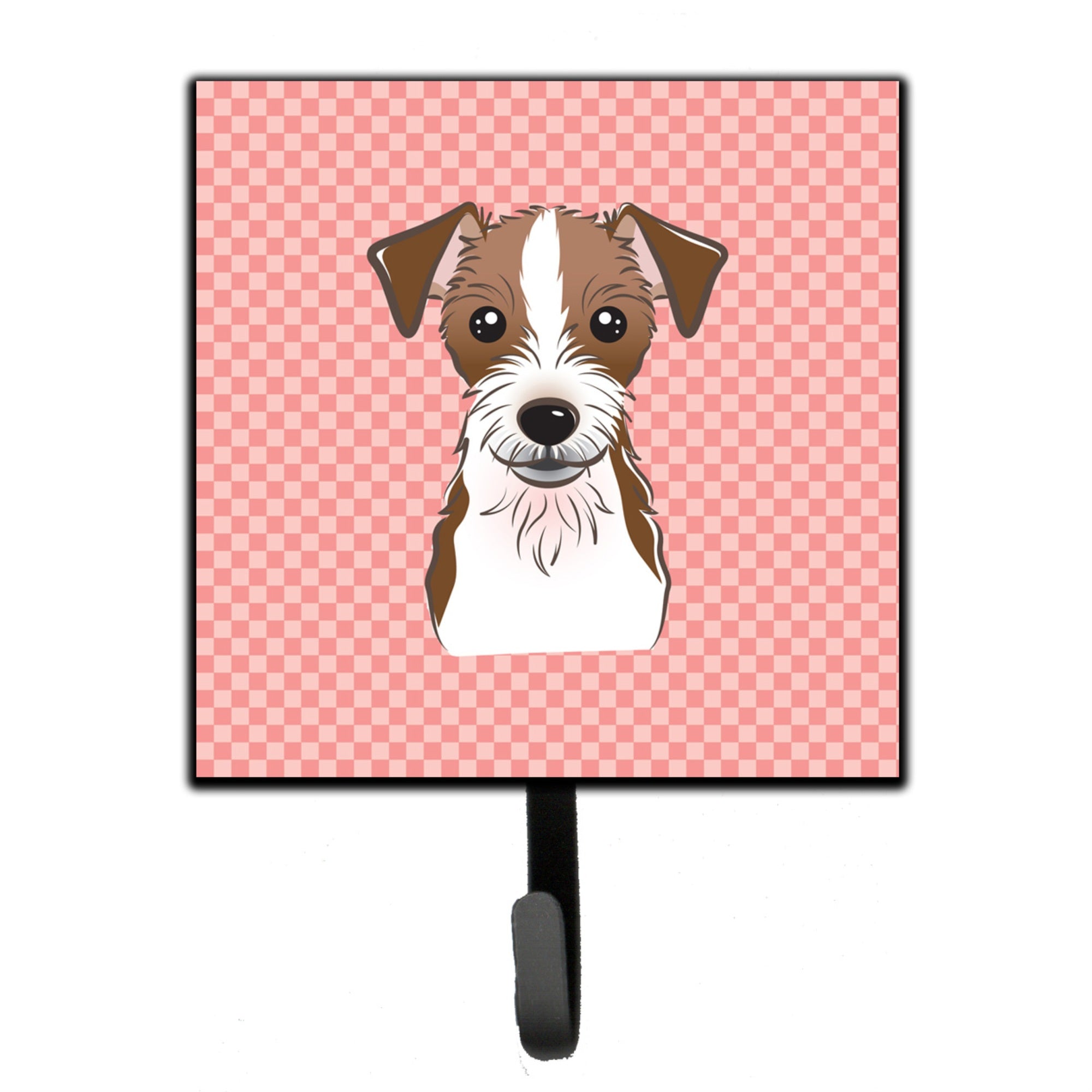 Caroline'S Treasures Bb1202Sh4 Checkerboard Pink Jack Russell Terrier Leash Or Key Holder, Small, Multicolor