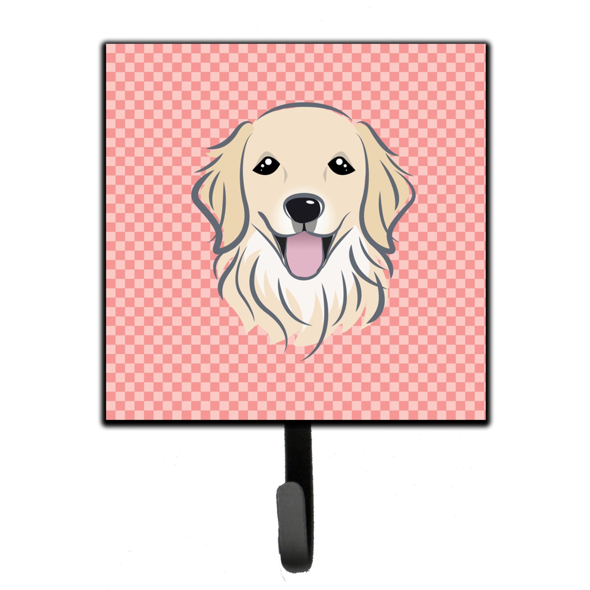 Caroline'S Treasures Bb1205Sh4 Checkerboard Pink Golden Retriever Leash Or Key Holder, Small, Multicolor