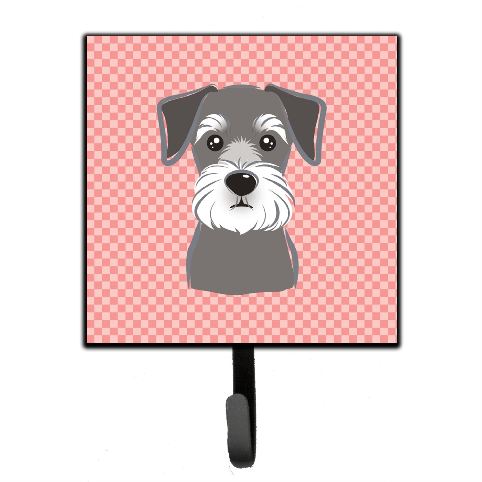 Caroline'S Treasures Bb1206Sh4 Checkerboard Pink Schnauzer Leash Or Key Holder, Small, Multicolor