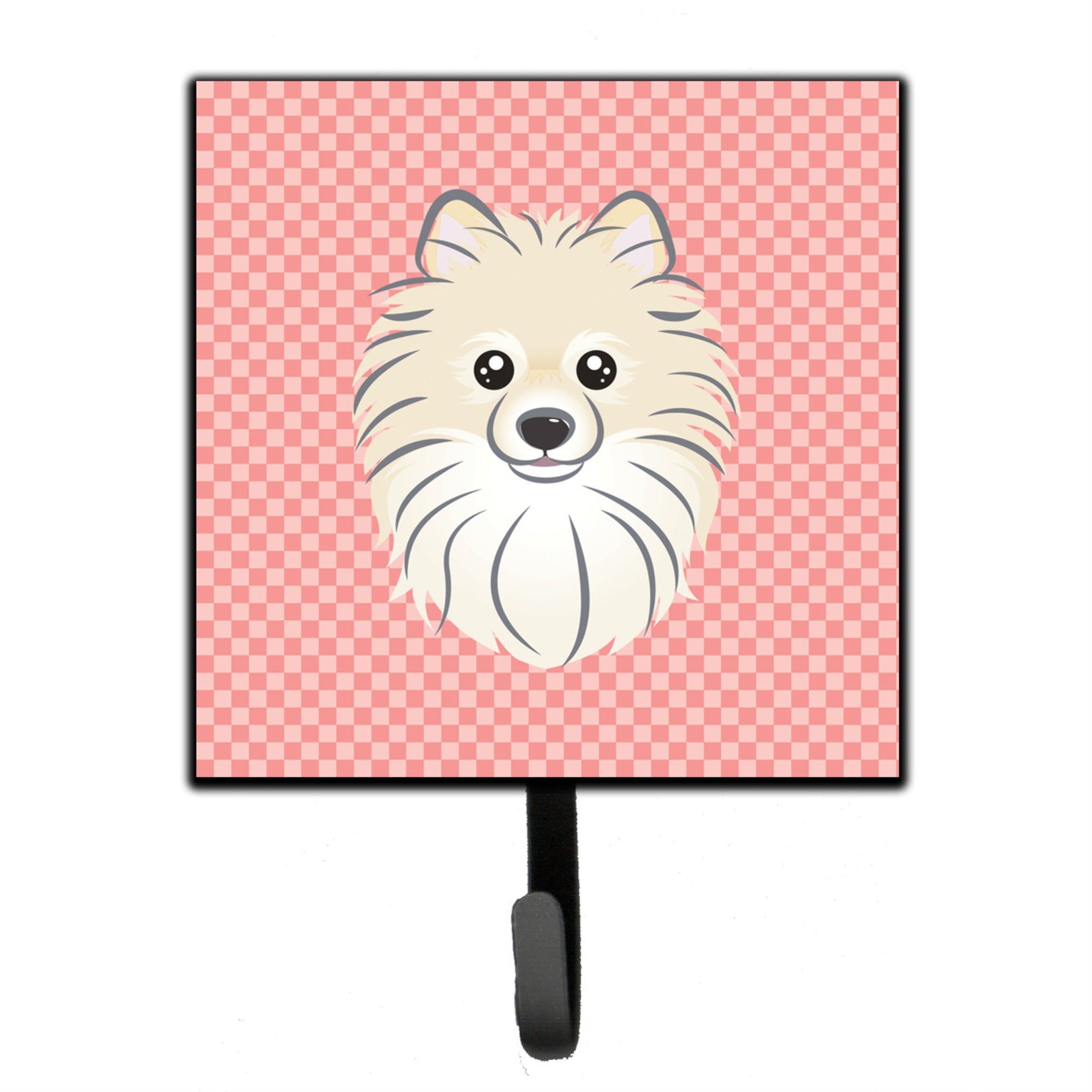 Caroline'S Treasures Bb1207Sh4 Checkerboard Pink Pomeranian Leash Or Key Holder, Small, Multicolor
