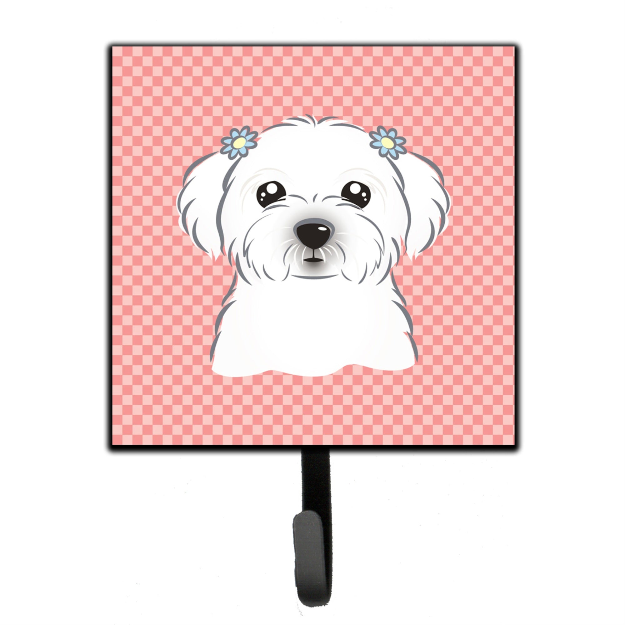 Caroline'S Treasures Bb1208Sh4 Checkerboard Pink Maltese Leash Or Key Holder, Small, Multicolor