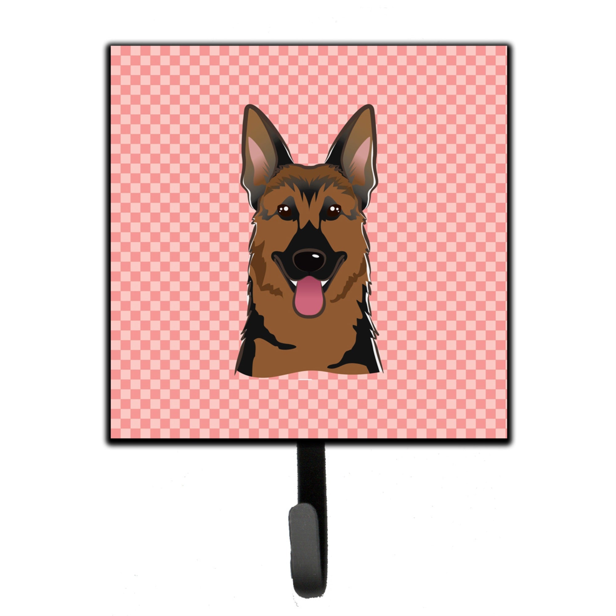 Caroline'S Treasures Bb1211Sh4 Checkerboard Pink German Shepherd Leash Or Key Holder, Small, Multicolor