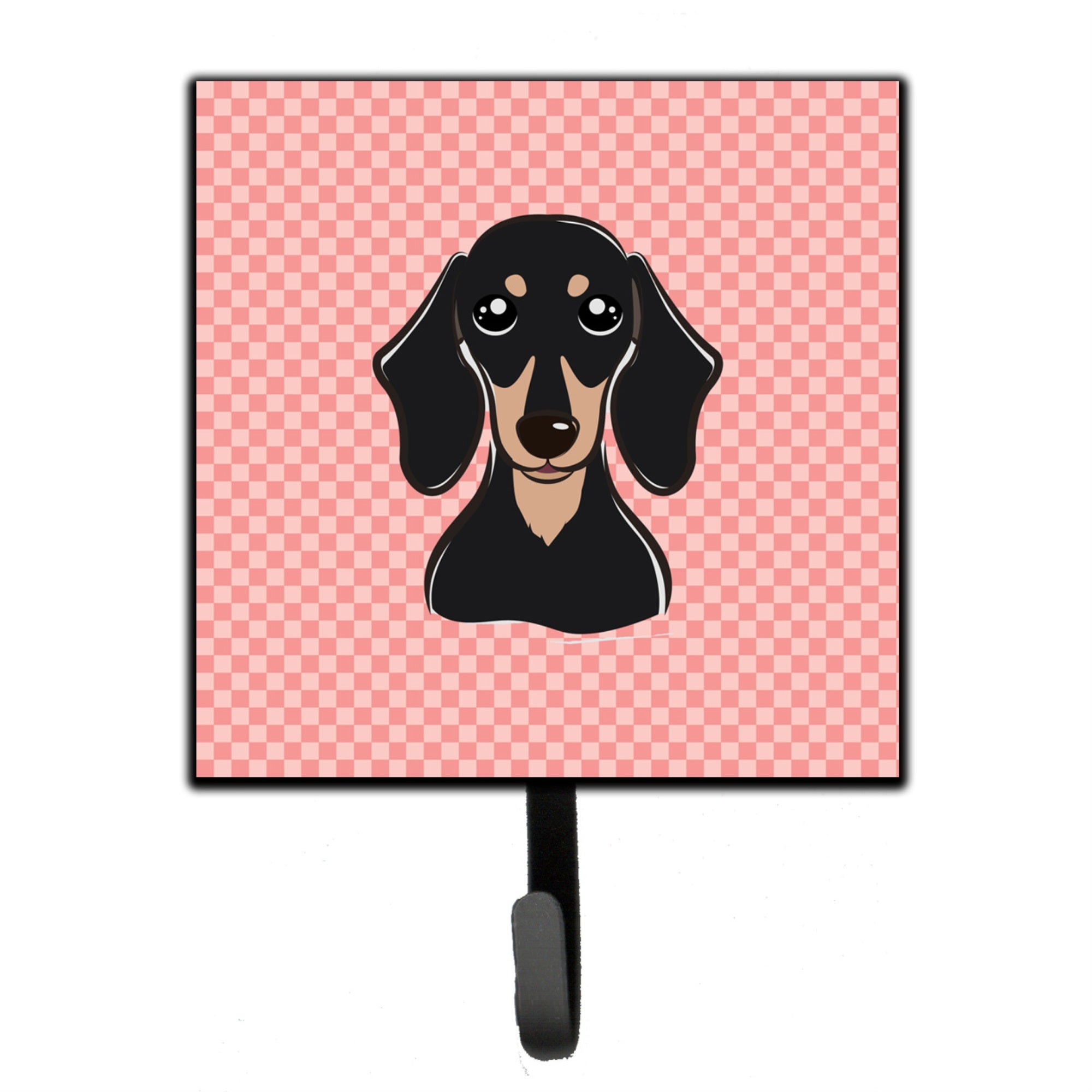 Caroline'S Treasures Bb1215Sh4 Checkerboard Pink Smooth Black And Tan Dachshund Leash Or Key Holder, Small, Multicolor