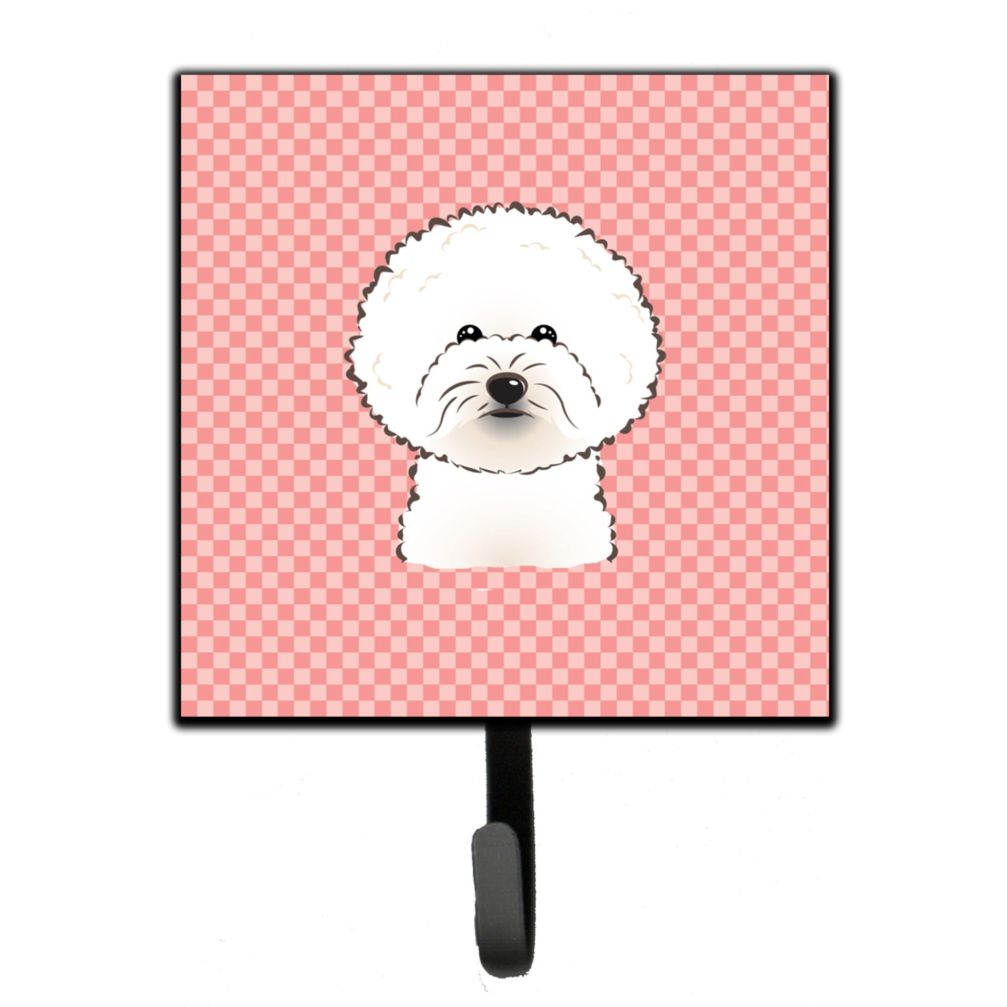Caroline'S Treasures Bb1217Sh4 Checkerboard Pink Bichon Frise Leash Or Key Holder, Small, Multicolor