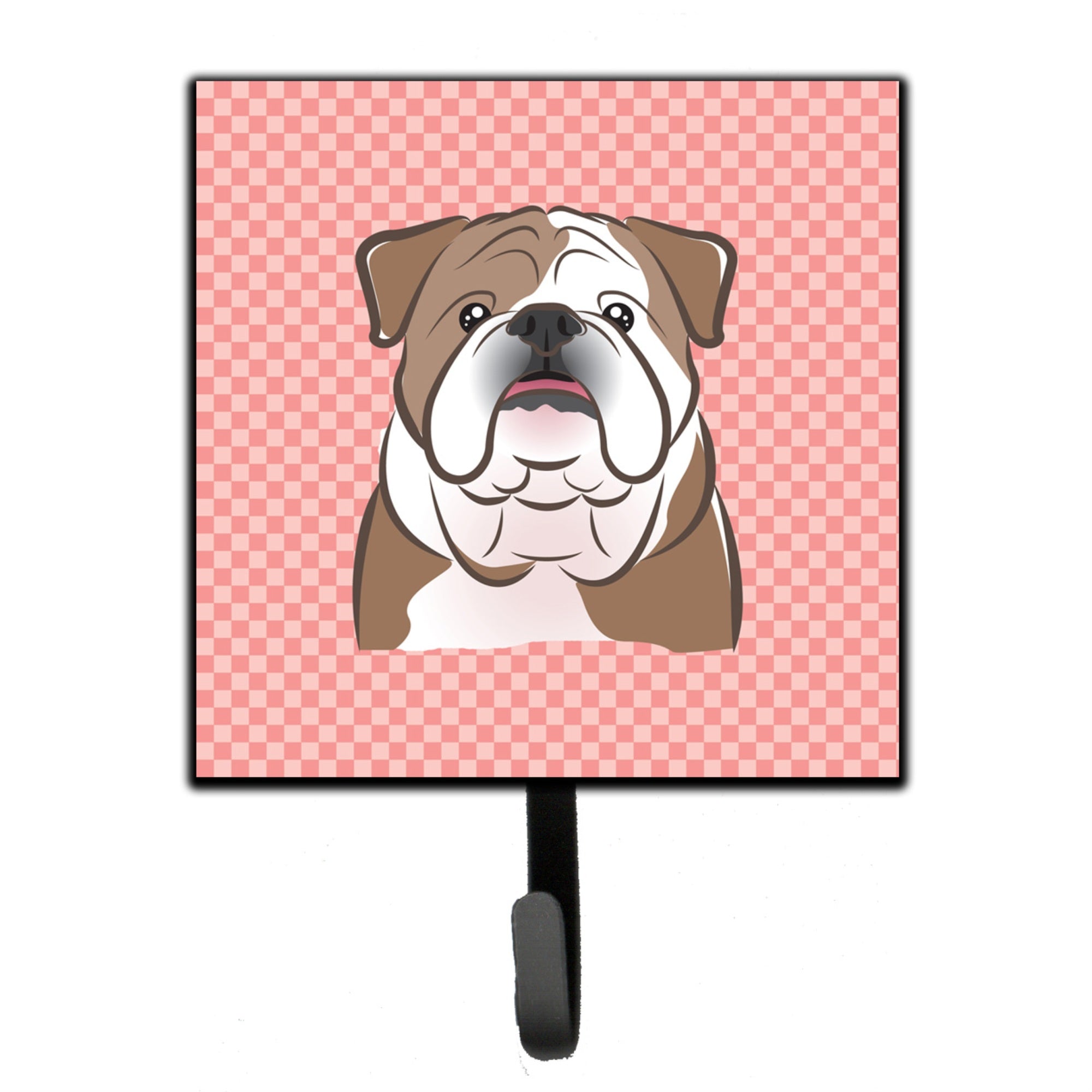 Caroline'S Treasures Bb1219Sh4 Checkerboard Pink English Bulldog Leash Or Key Holder, Small, Multicolor