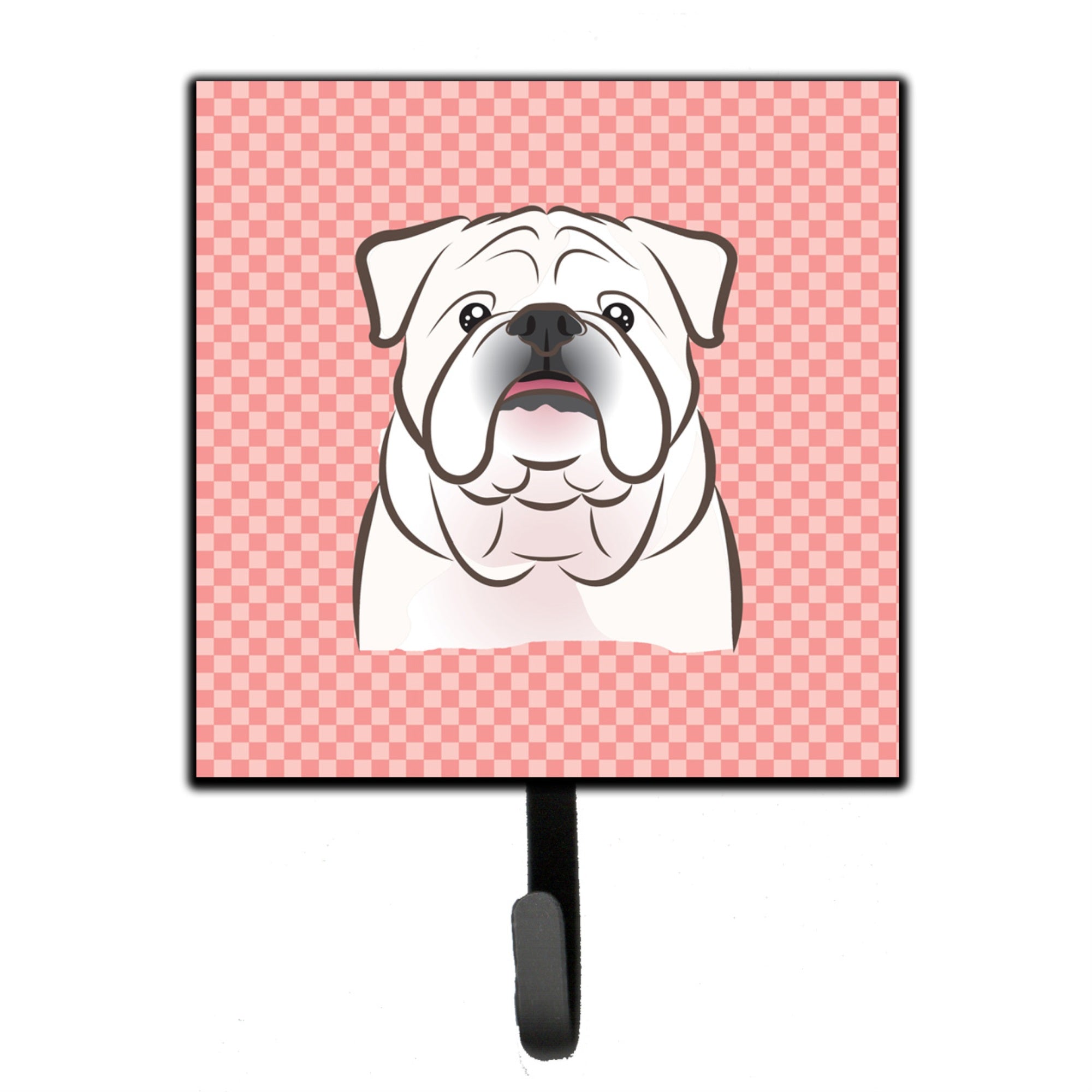 Caroline'S Treasures Bb1220Sh4 Checkerboard Pink White English Bulldog Leash Or Key Holder, Small, Multicolor