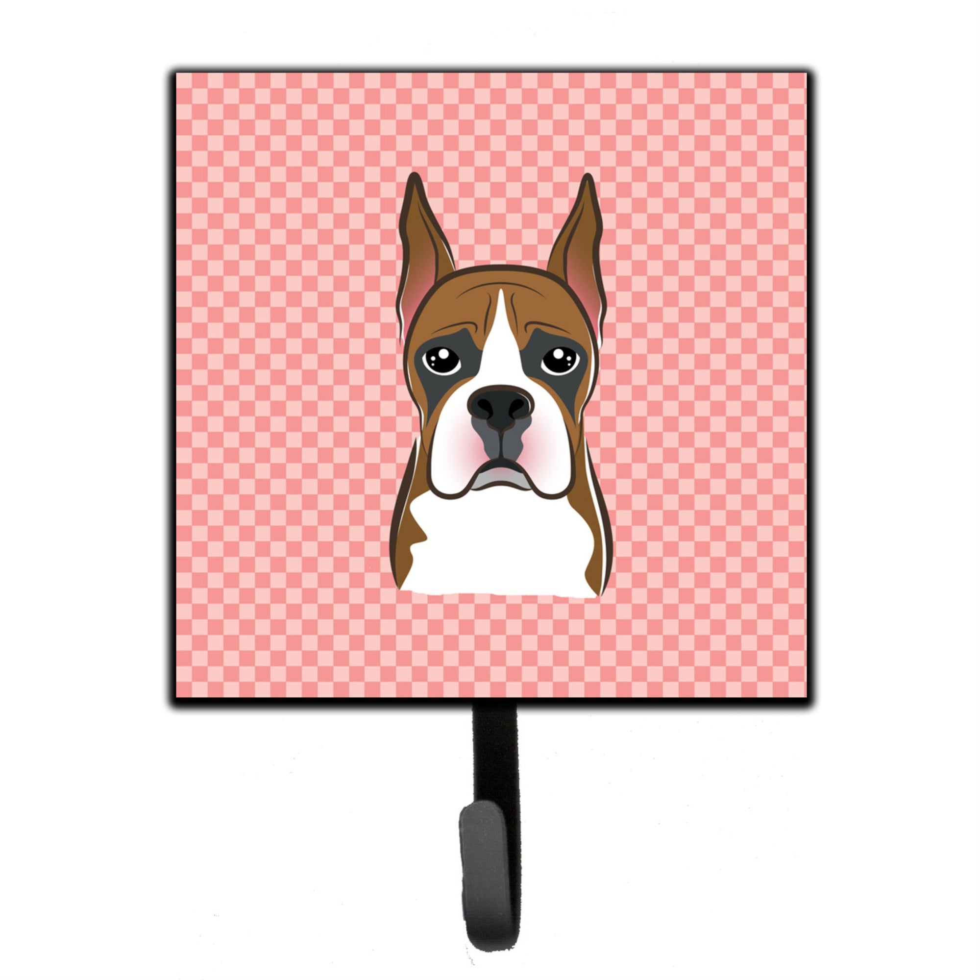Caroline'S Treasures Bb1223Sh4 Checkerboard Pink Boxer Leash Or Key Holder, Small, Multicolor