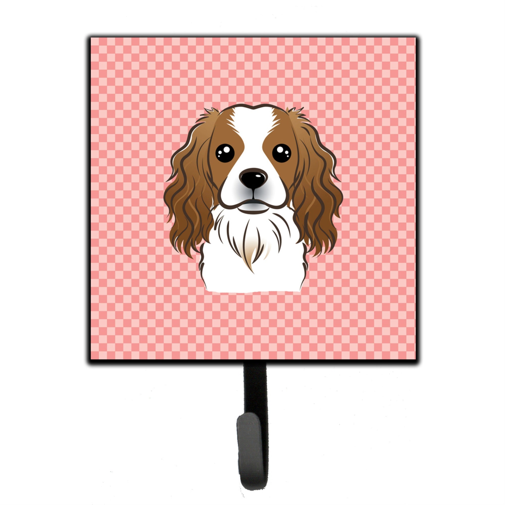 Caroline'S Treasures Bb1224Sh4 Checkerboard Pink Cavalier Spaniel Leash Or Key Holder, Small, Multicolor