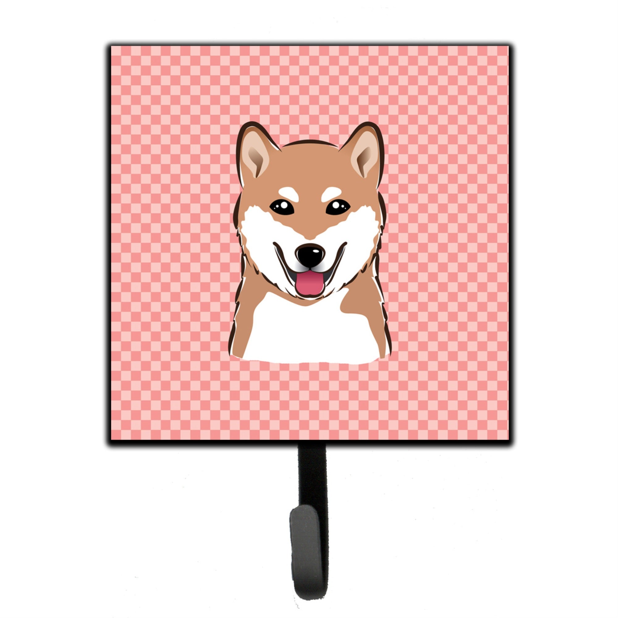 Caroline'S Treasures Bb1225Sh4 Checkerboard Pink Shiba Inu Leash Or Key Holder, Small, Multicolor