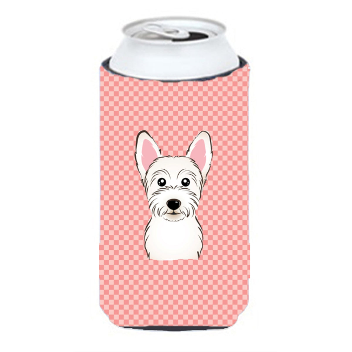 Checkerboard Pink Westie Tall Boy Beverage Insulator Hugger Bb1226Tbc