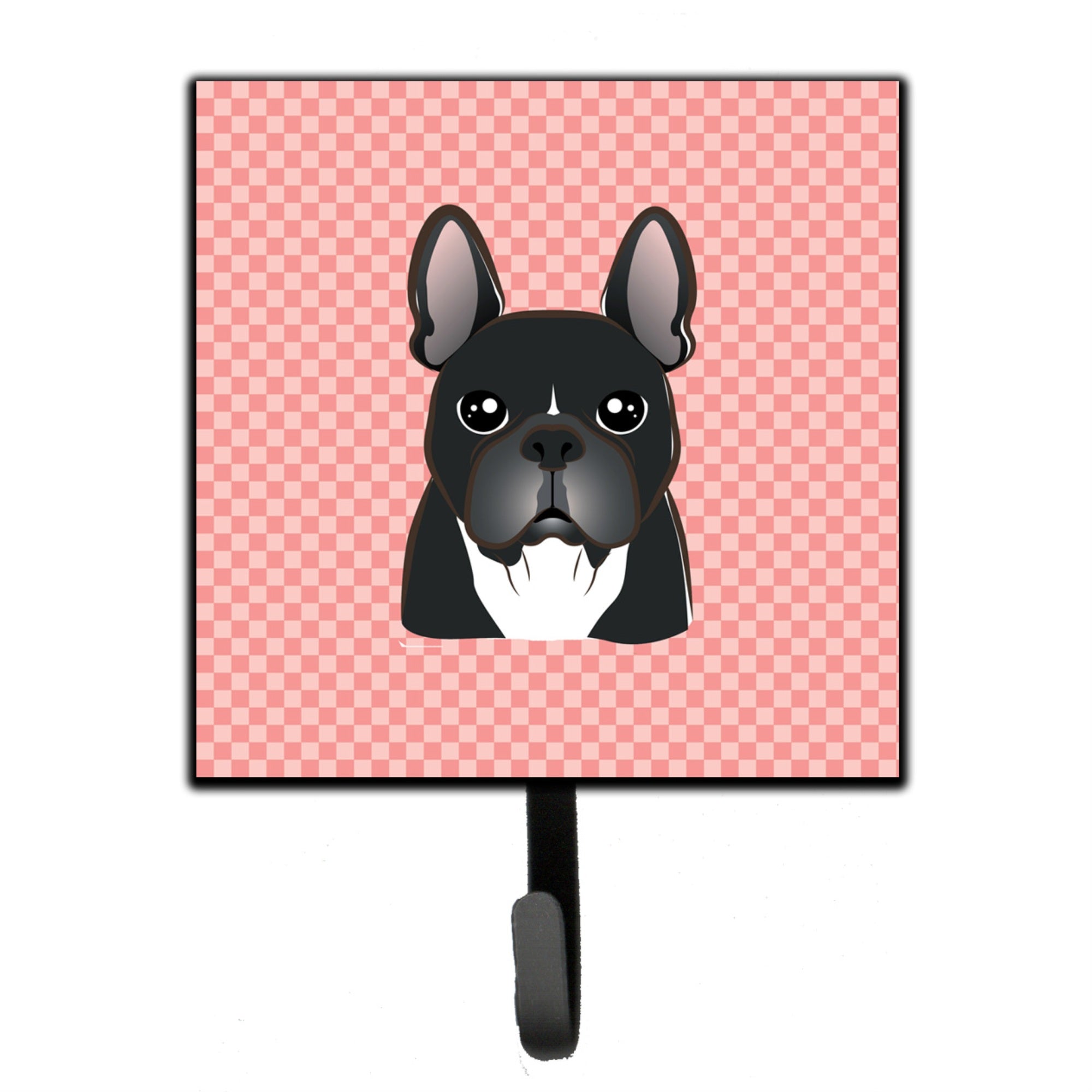 Caroline'S Treasures Bb1227Sh4 Checkerboard Pink French Bulldog Leash Or Key Holder, Small, Multicolor