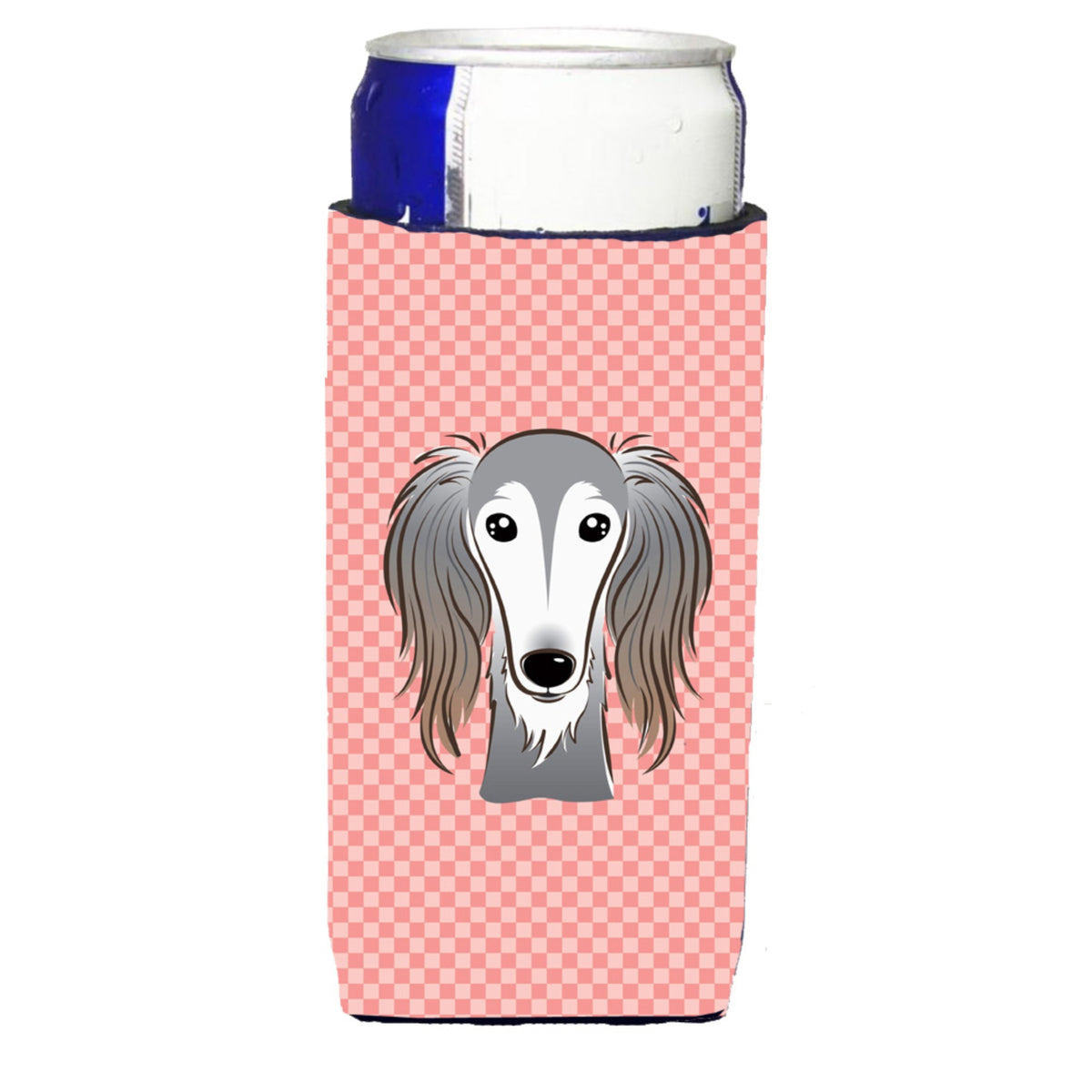 Checkerboard Pink Saluki Ultra Beverage Insulators For Slim Cans Bb1229Muk