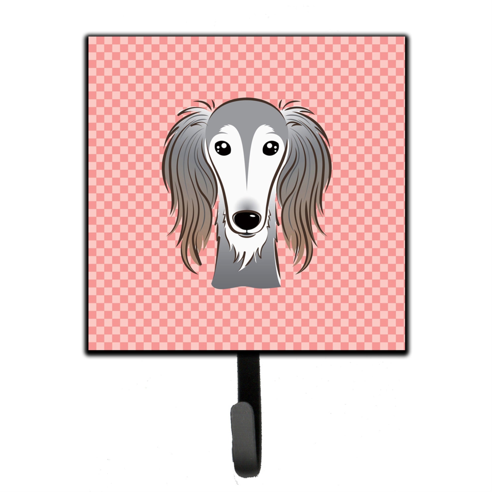 Caroline'S Treasures Bb1229Sh4 Checkerboard Pink Saluki Leash Or Key Holder, Small, Multicolor